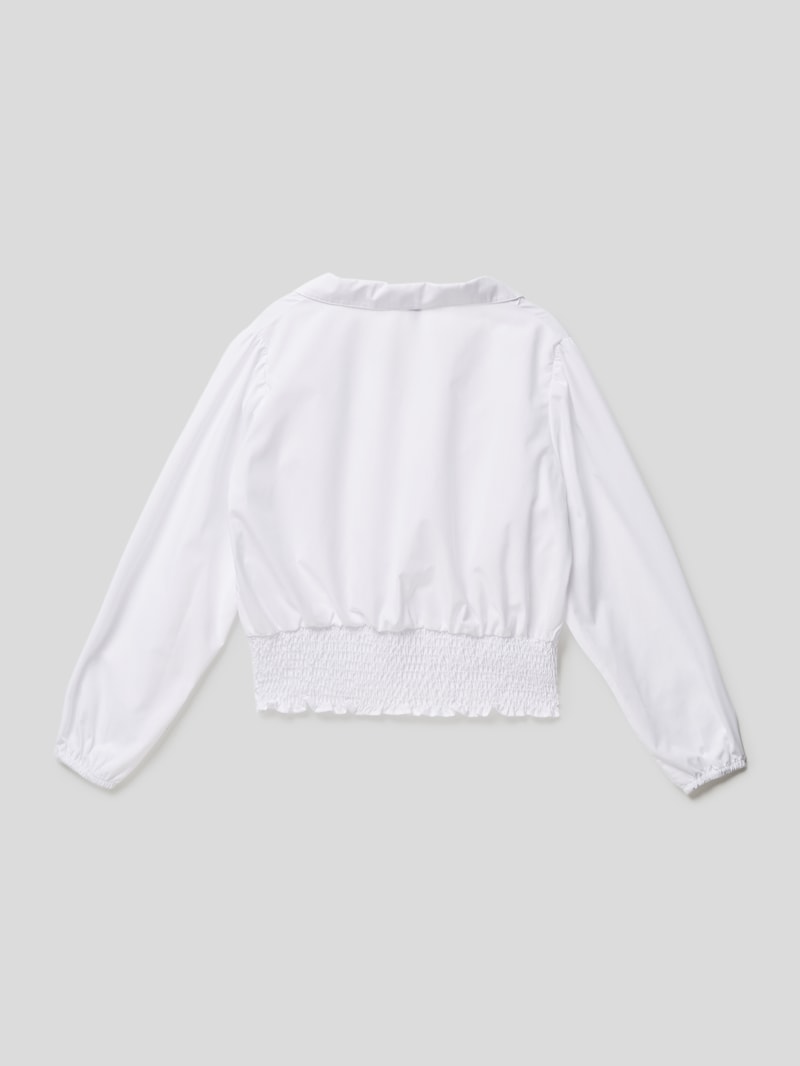 Bluse mit Smok-Details in weiß