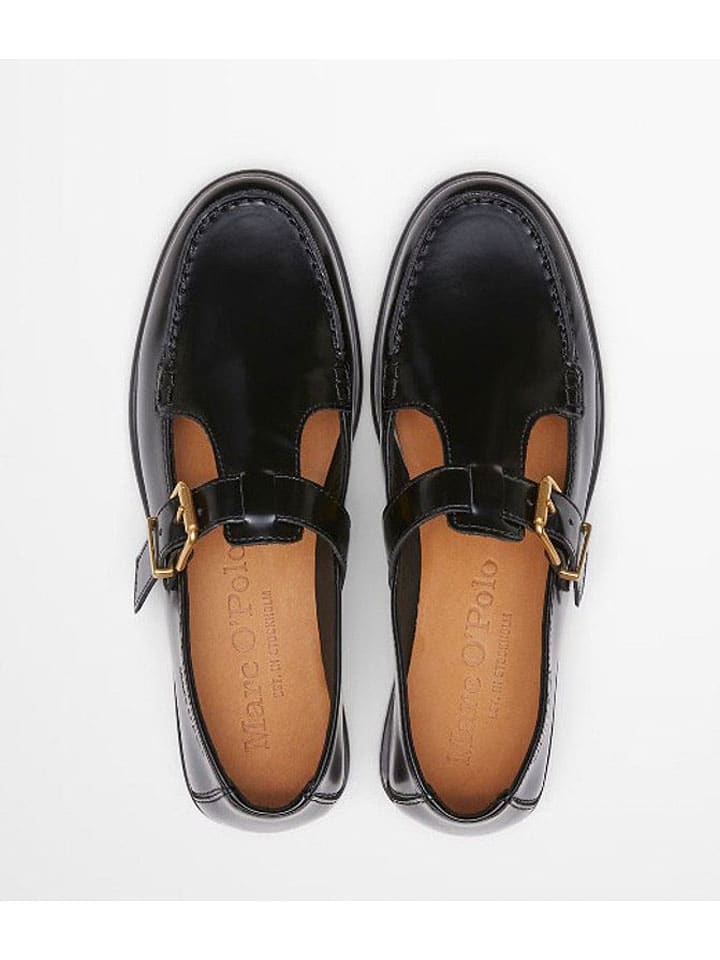 Marc O'Polo Shoes Leder-Mokassins in Schwarz günstig kaufen