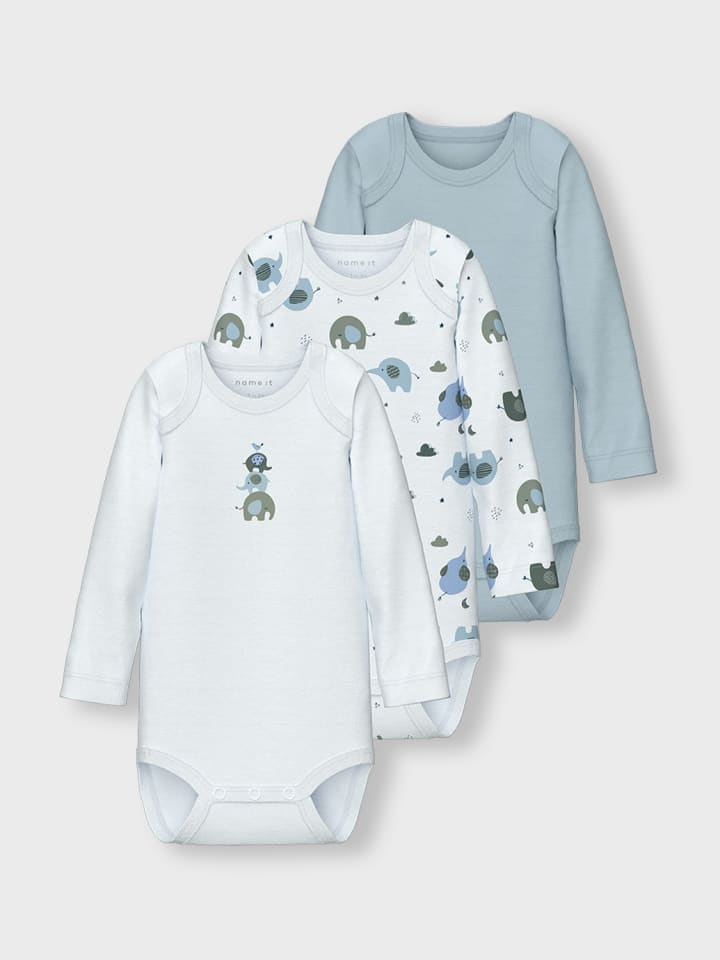 name it Baby Body langarm 3er Pack NBMBODY 3P LS in baby blue günstig kaufen