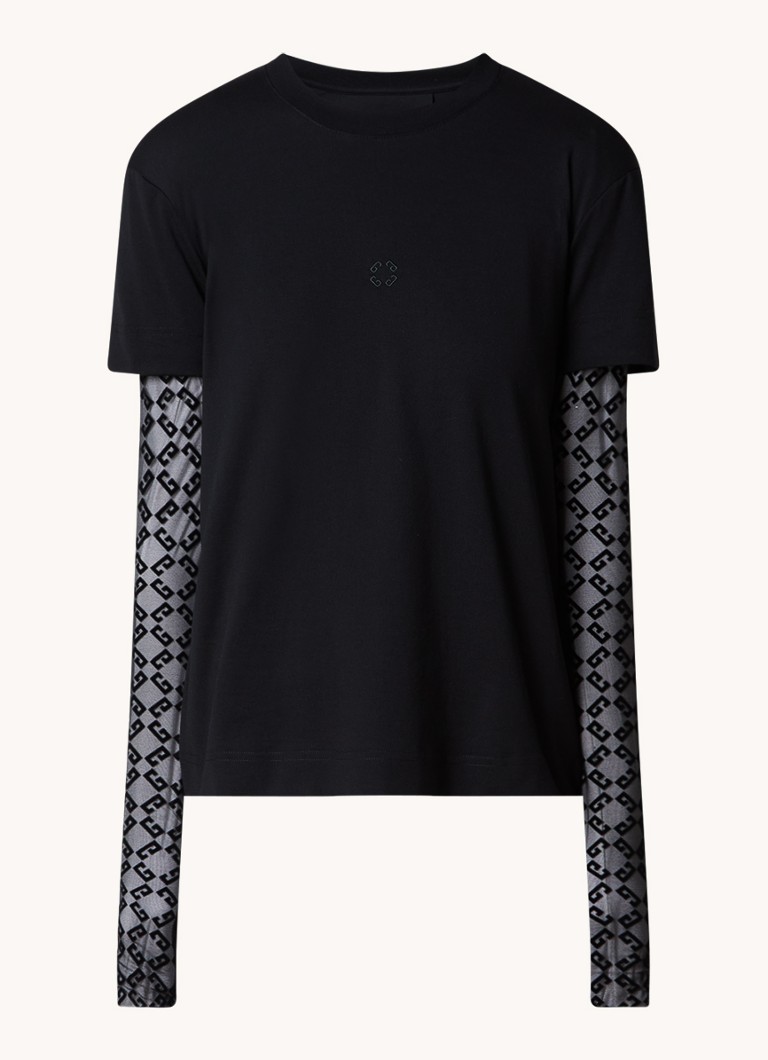 Givenchy Semi-transparent long sleeve with flock logo print