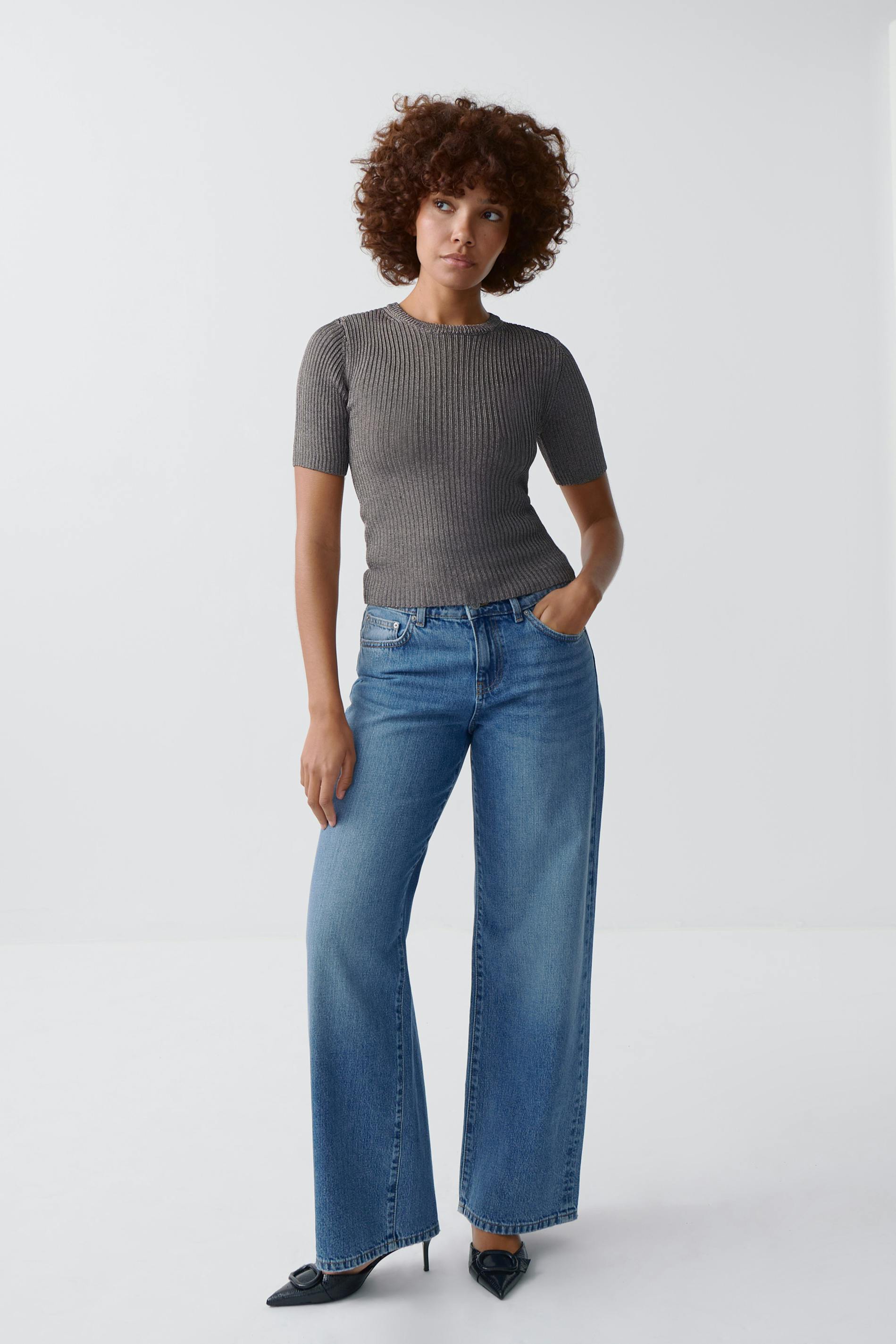 Metallic knitted tee