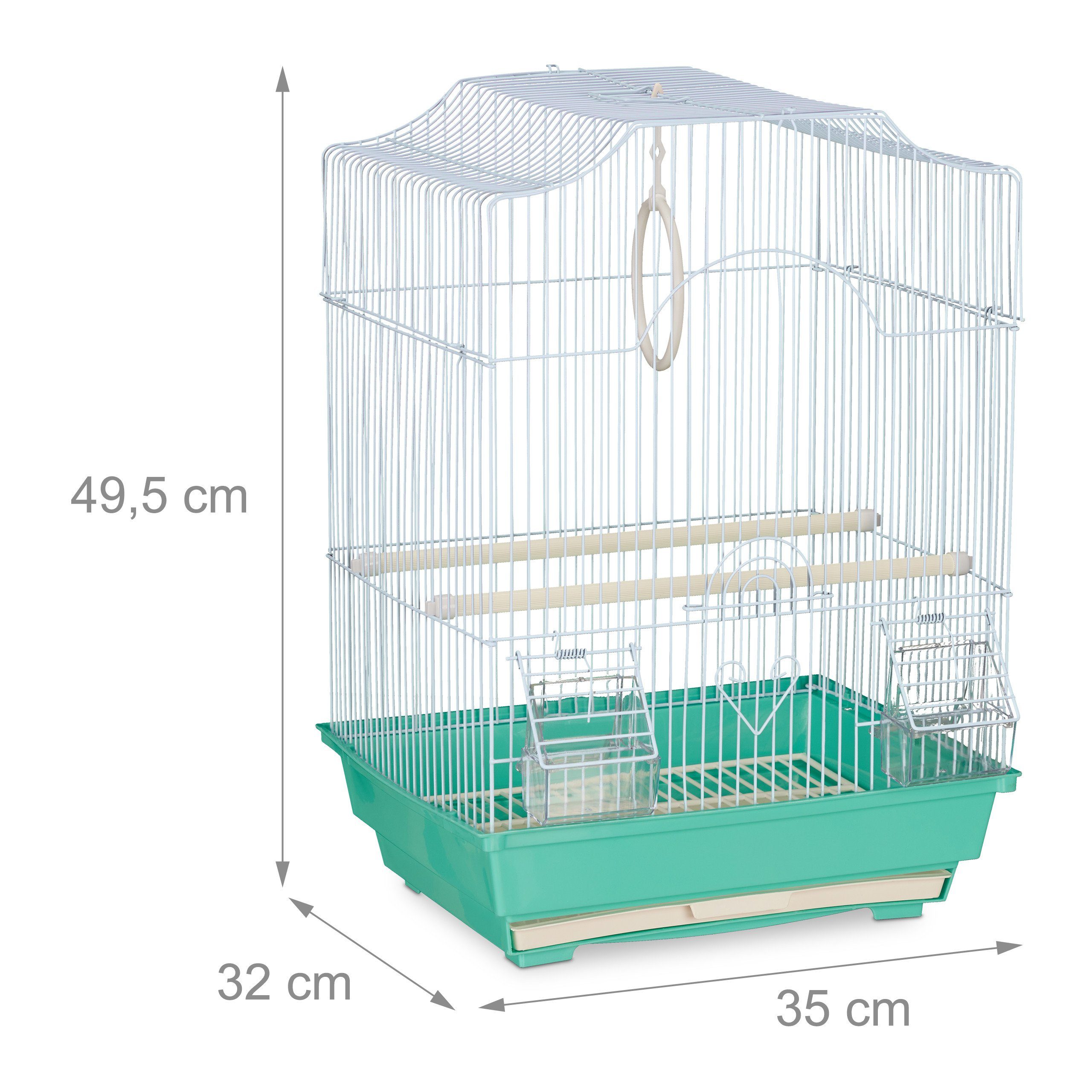 relaxdays Vogelkäfig Vogelkäfig mit Sitzstangen, Grün