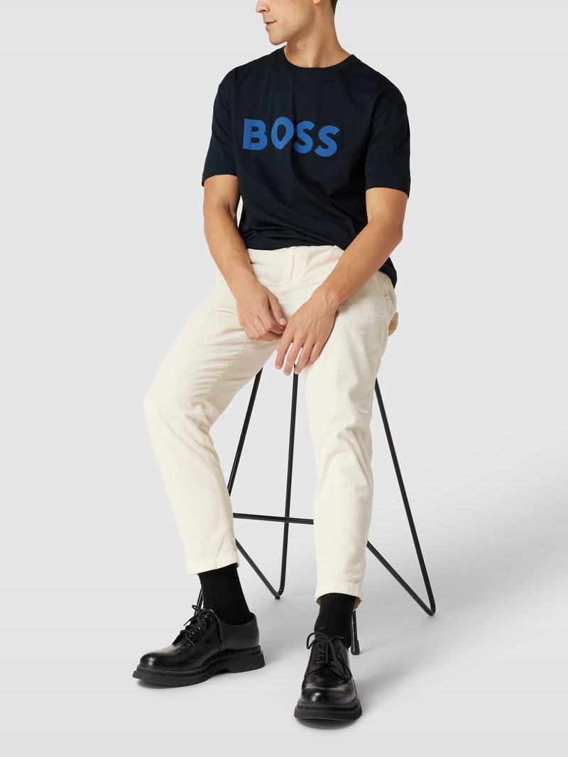 T-Shirt mit Label-Print in dunkelblau