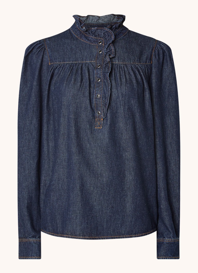 ba&sh Milac chambray tunic with ruffle collar