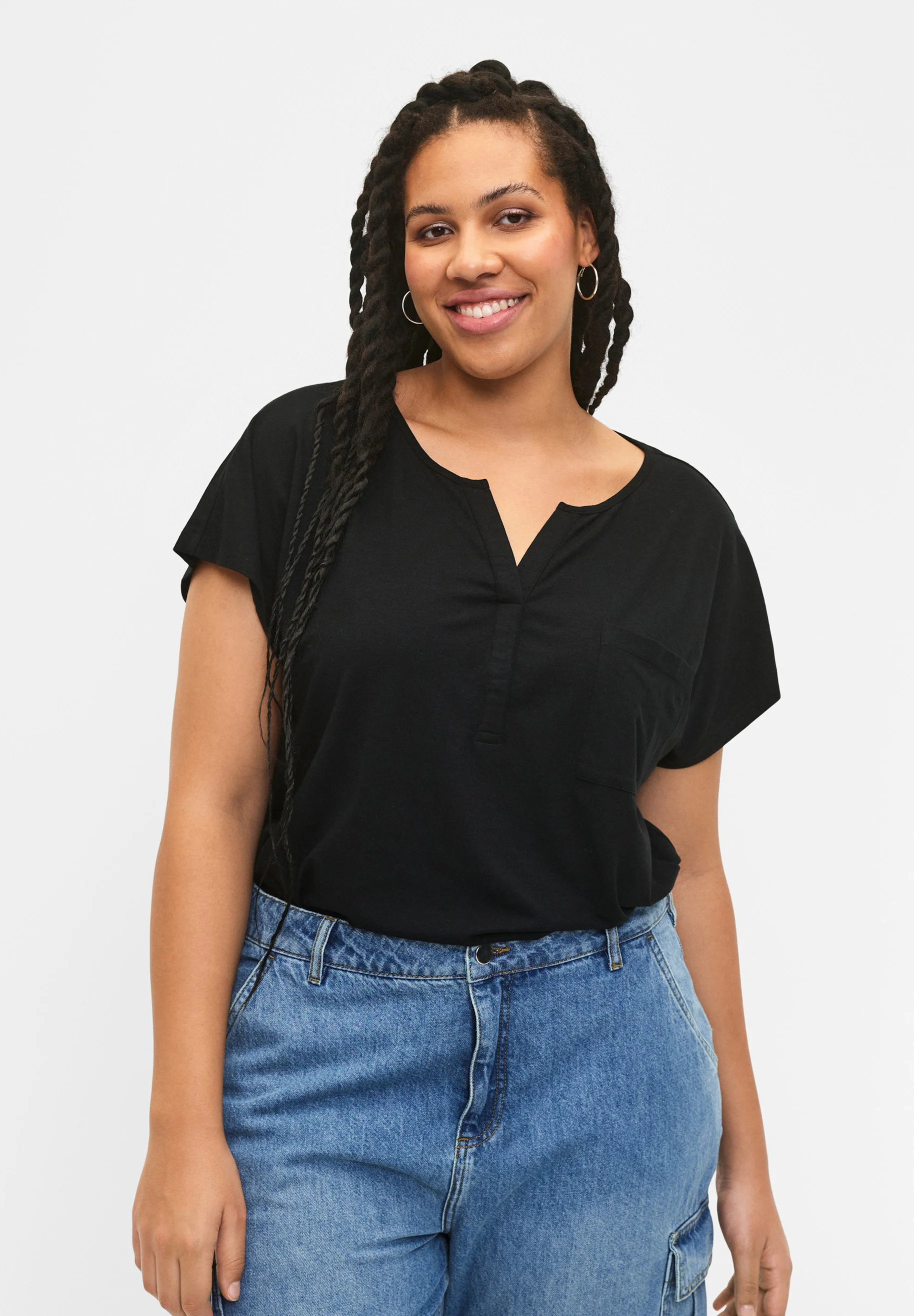 Zizzi MIT V-AUSSCHNITT UND BRUSTTASCHE - Blusa