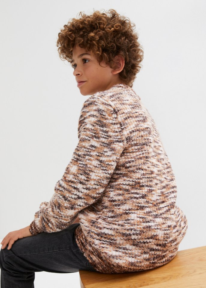 Jungen Melange-Strickpullover