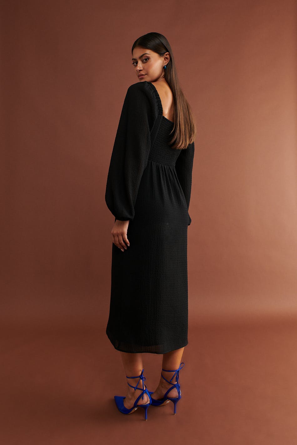 Gathered bust midi dress