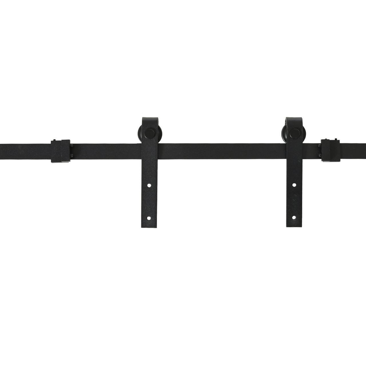 HOMCOM Schiebetürsystem Laufschiene Schiebetürbeschlag Schwarz 183 x 0,6 x 18 cm
