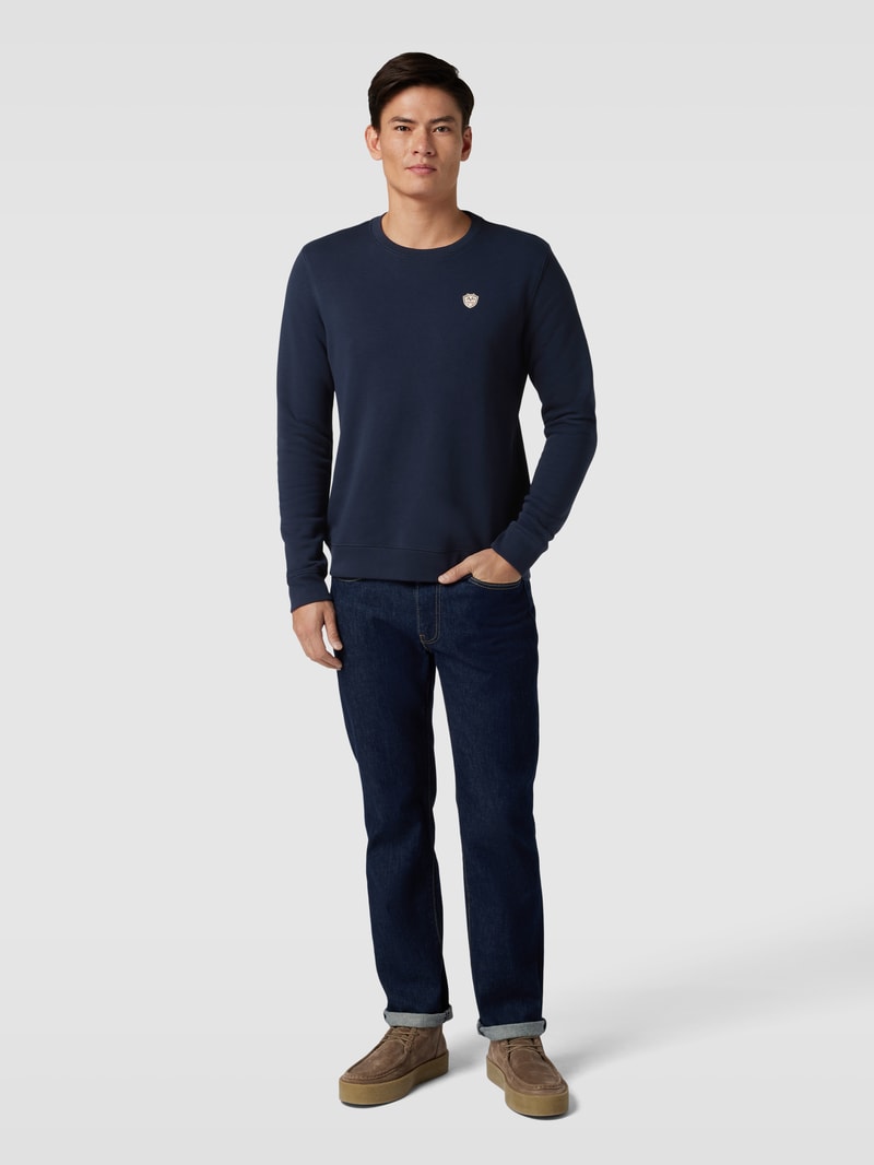 Sweatshirt mit Label-Detail Modell 'Nico' in marineblau