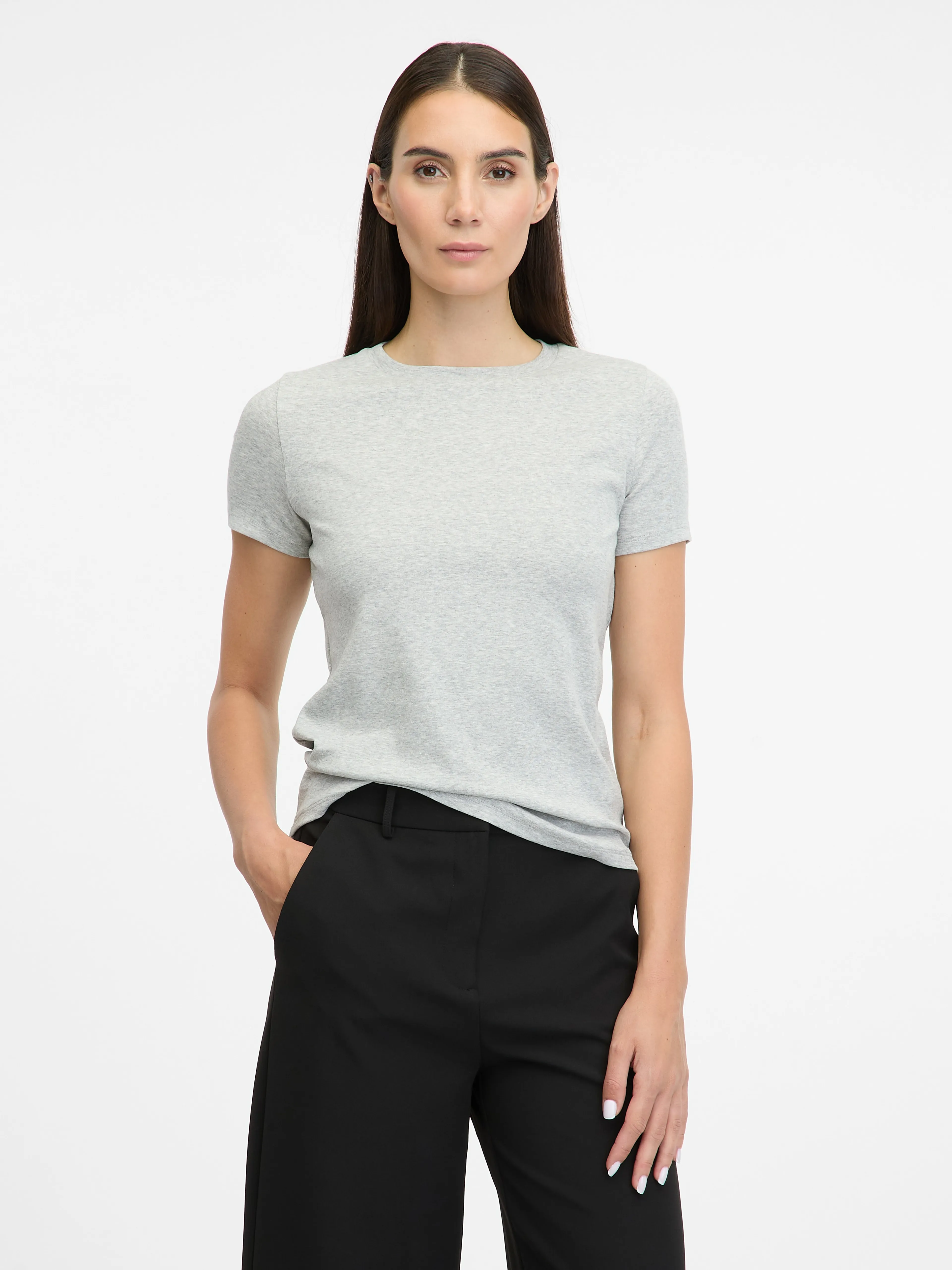 Hellgraues Damen-Kurzarm-T-Shirt ORSAY