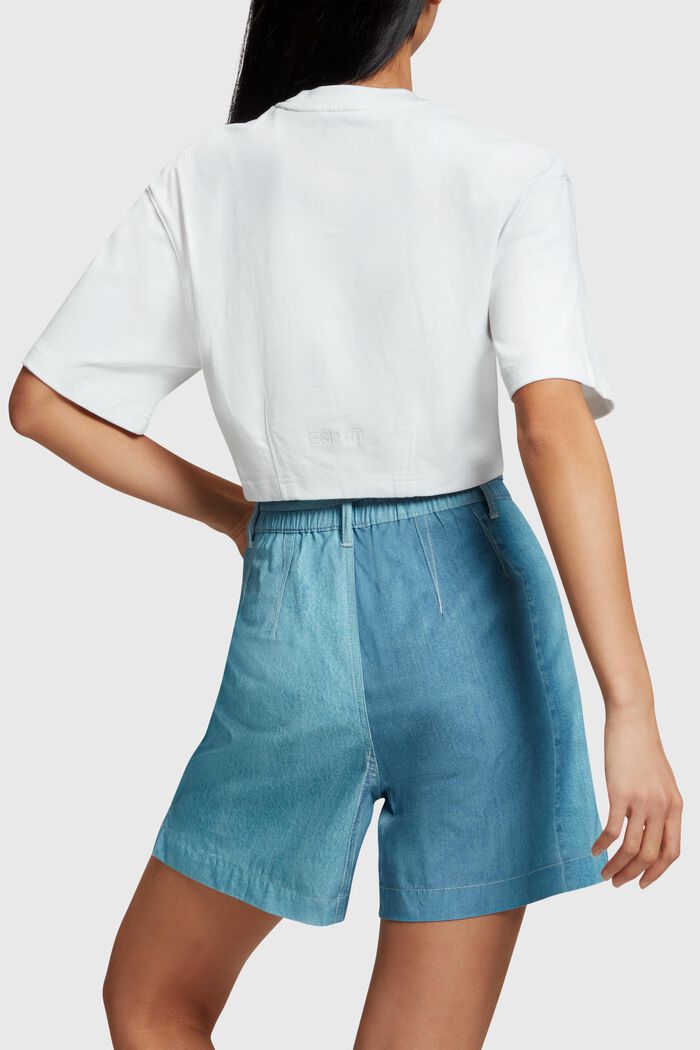 Denim Not Denim Cropped-T-Shirt mit Indigo-Print