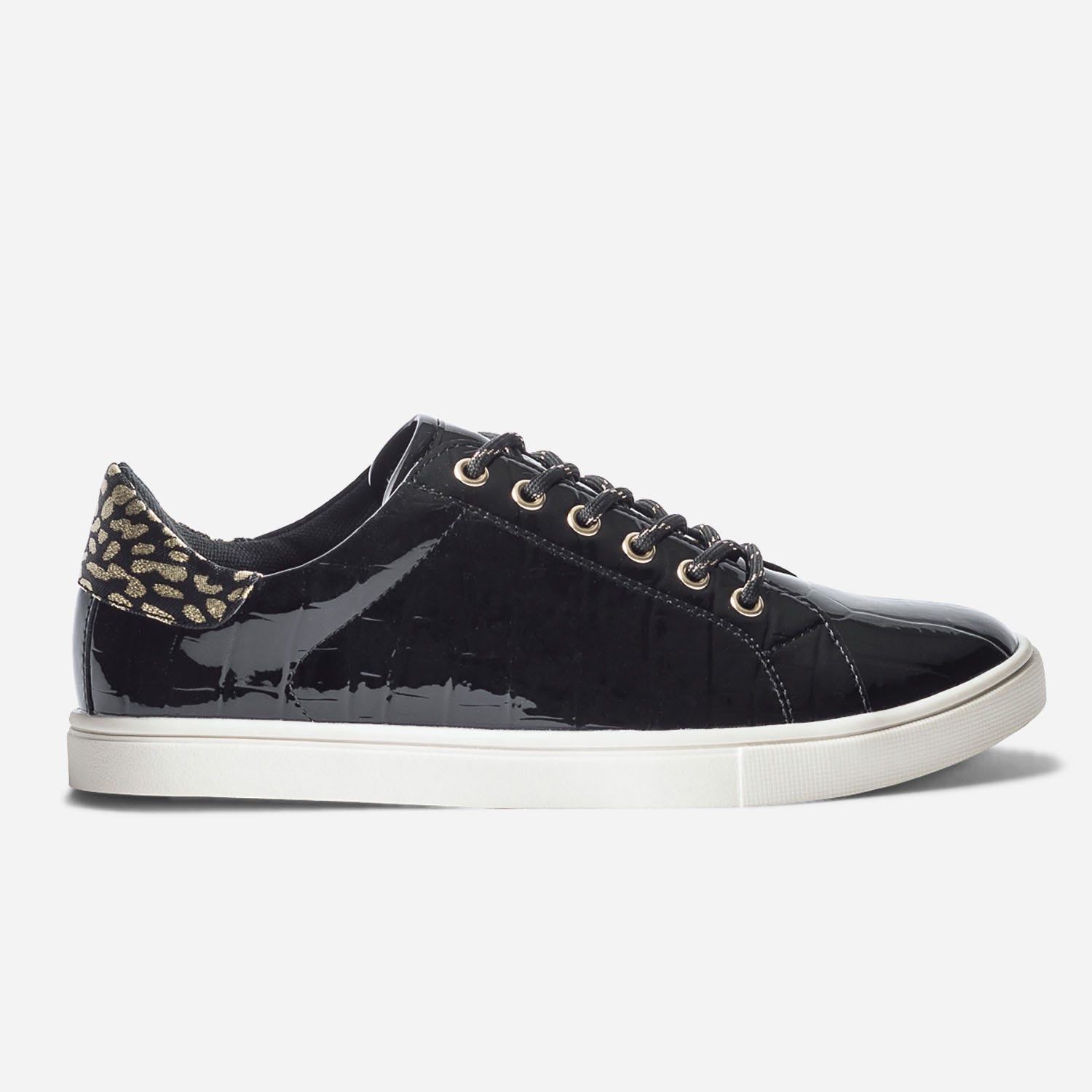 Tennis noire vernie embossé croco