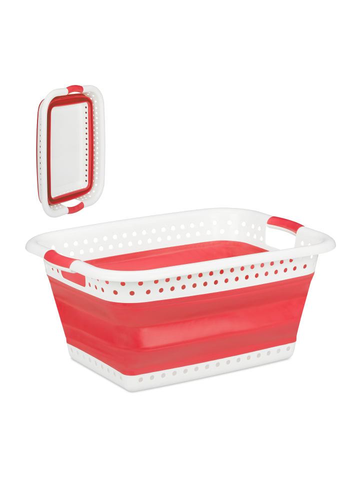 relaxdays Wäschekorb in Rot - (B)61 x (H)27 x (T)45,5 cm günstig kaufen onesize