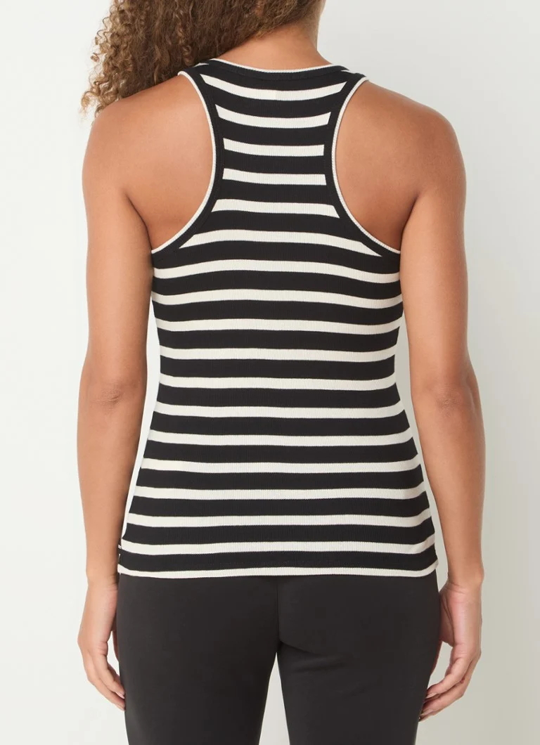 10DAYS Rib-knit tank top with stripe print