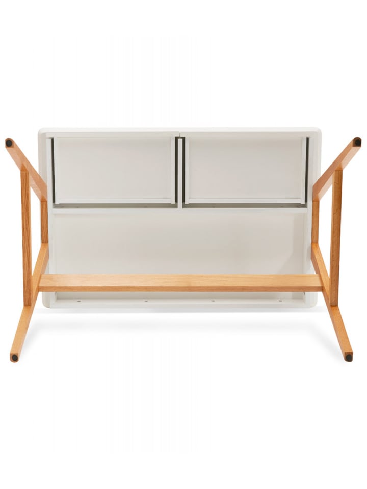 KADIMA DESIGN Schreibtisch SIROKO mit Eichenbeinen | Geradliniges Design in Weiß-Beige günstig kaufen onesize