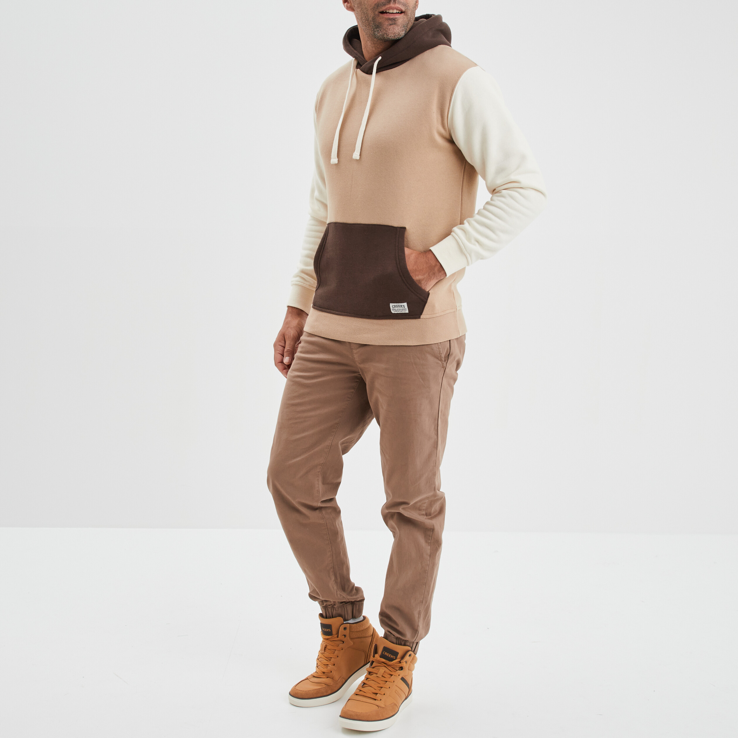 Sweat à capuche hoodie Creeks marron homme | La Halle
