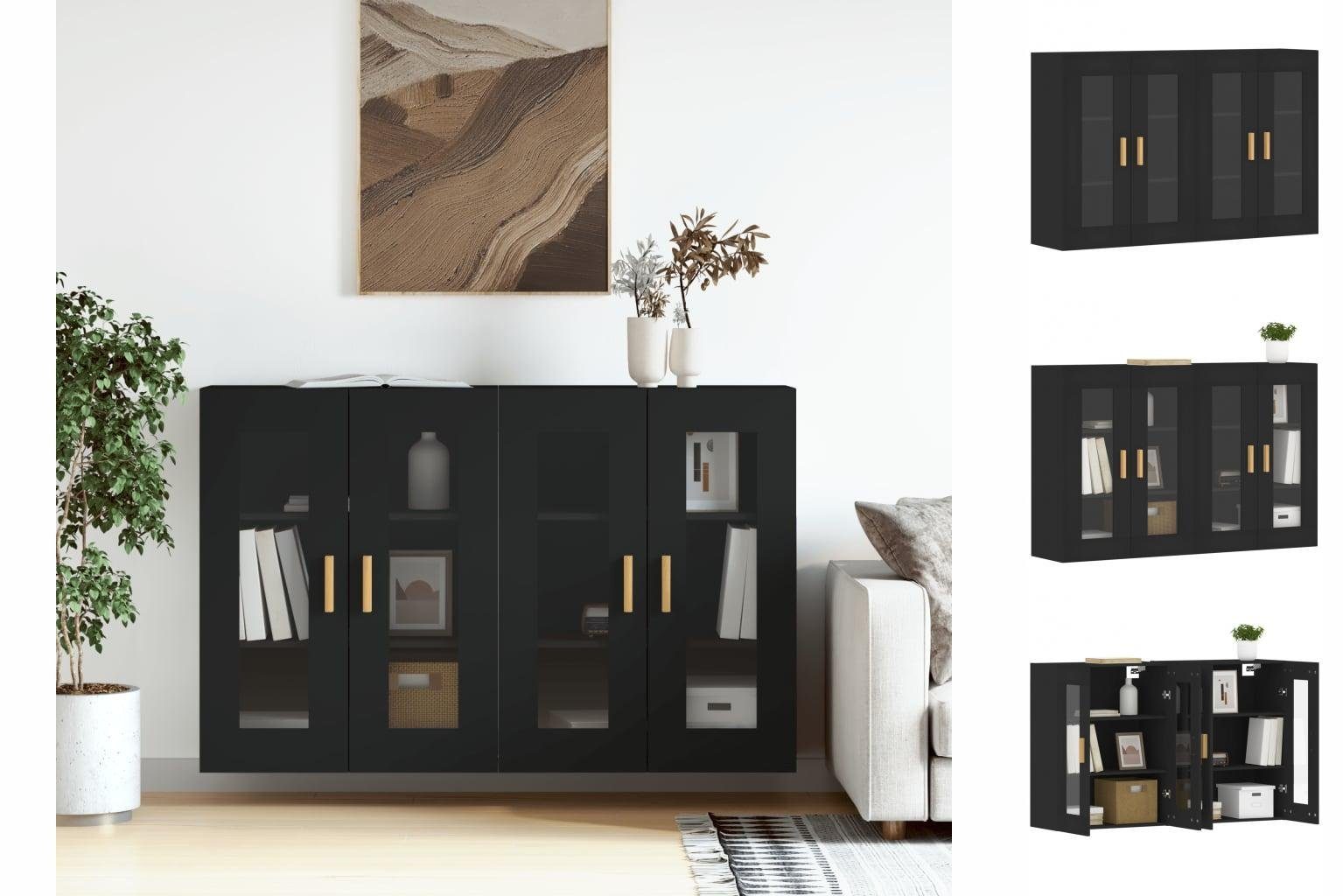 vidaXL Anrichte Wandschränke 2 Stk Schwarz Holzwerkstoff Glas Vitrine Hängeschrank