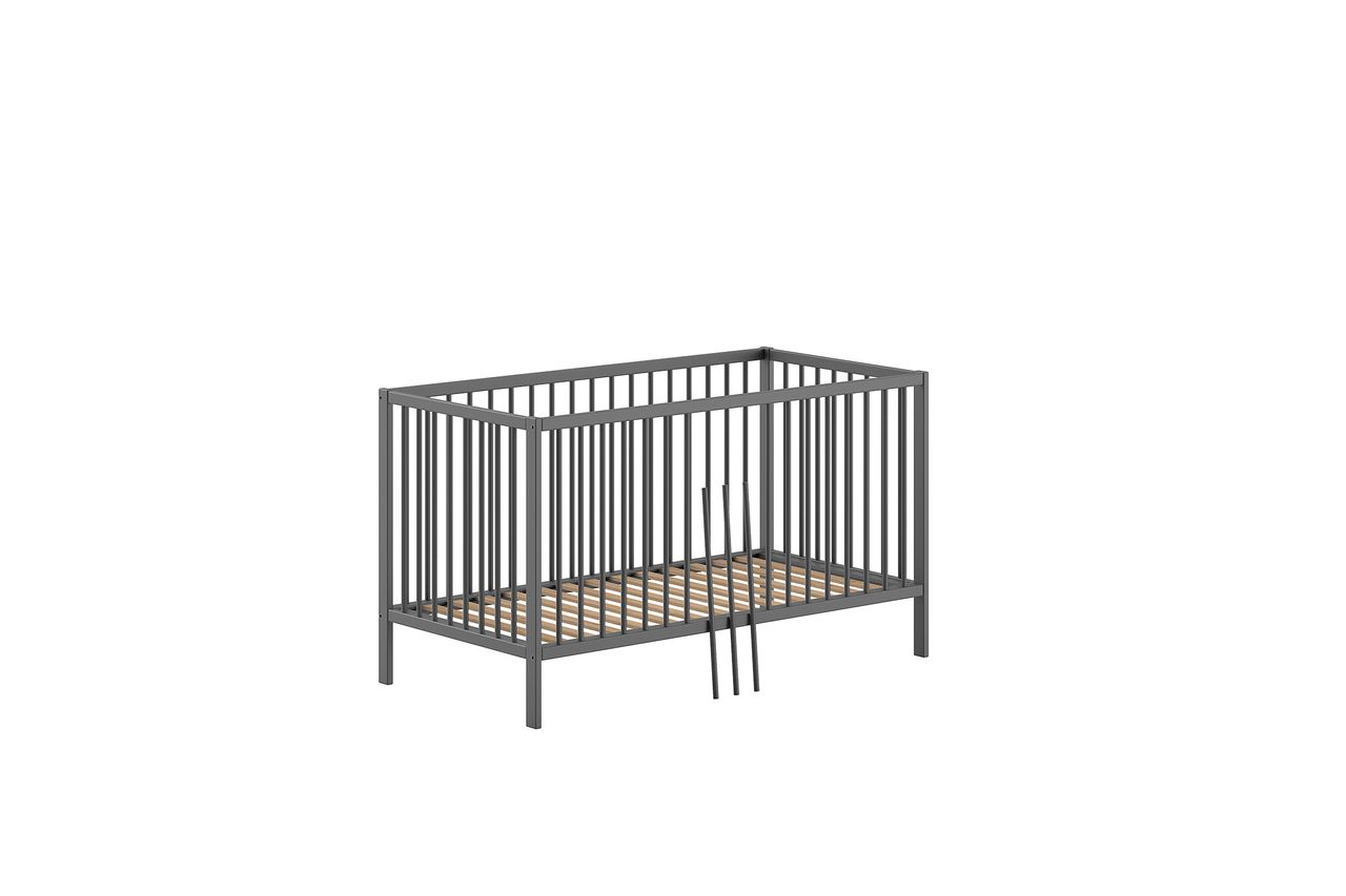 VIPACK Vipack - DINO Baby-/Juniorbett 70 x 140 cm, höhenverst. Lattenrost, Buche massiv anthrazit lackiert