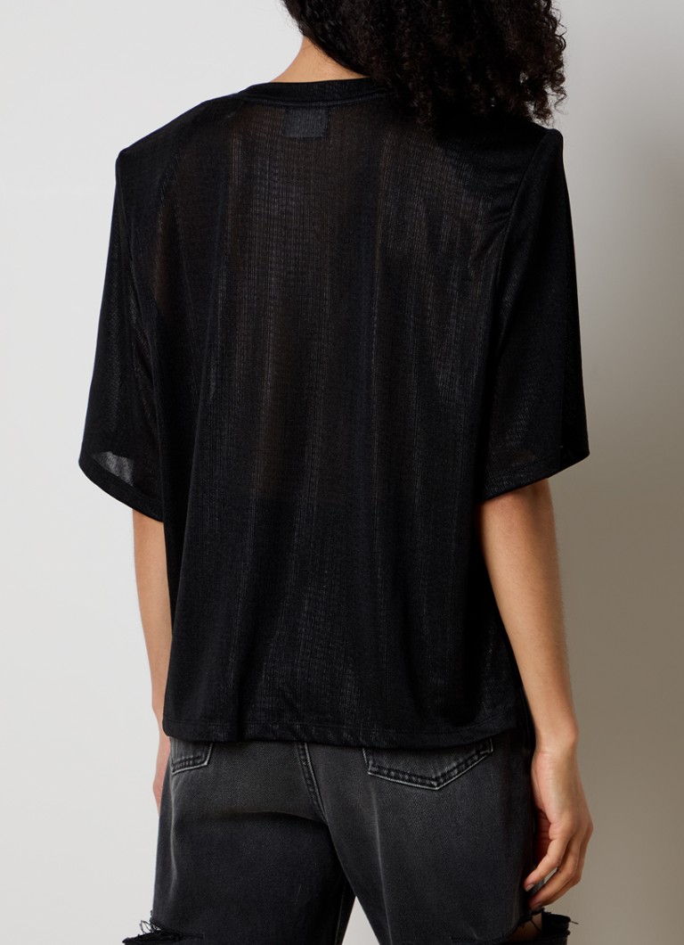 Isabel Marant Freya poluprozirni top s logotipom i jastučićima za ramena