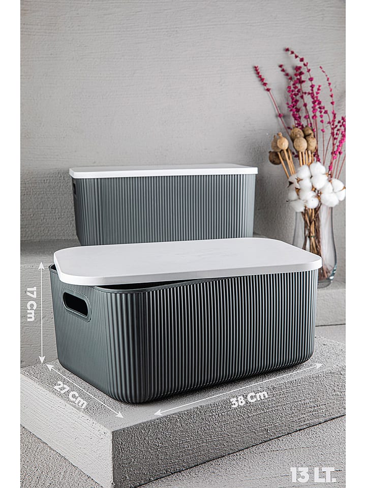 Violeta Home Aufbewahrungskorb in Grau - (B)27 x (H)16 x (T)38 cm günstig kaufen onesize