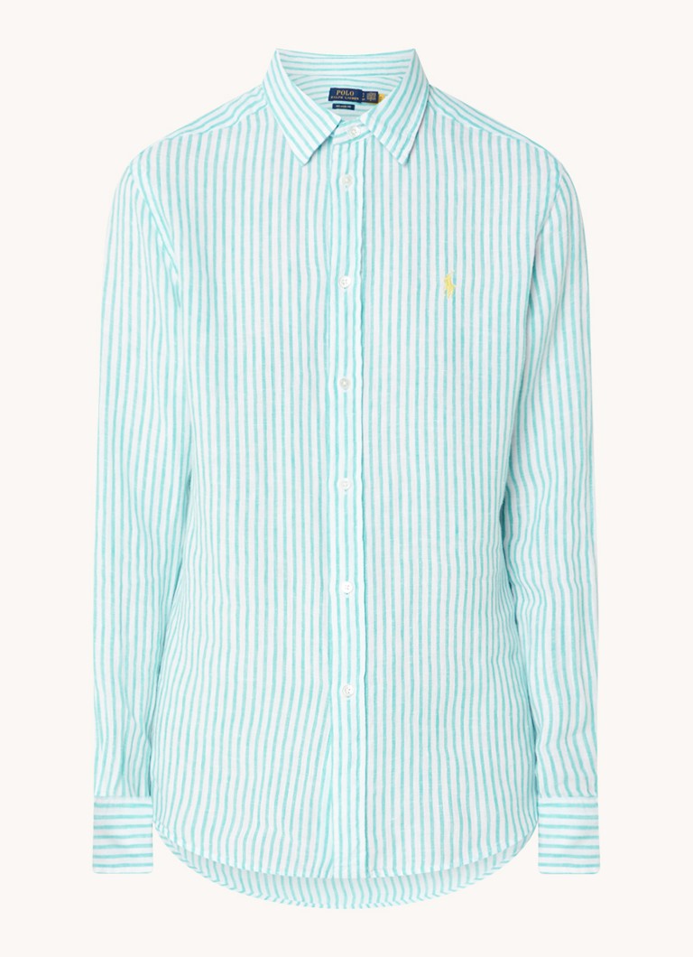 Ralph Lauren  Blouse van linnen met streepprint en logoborduring