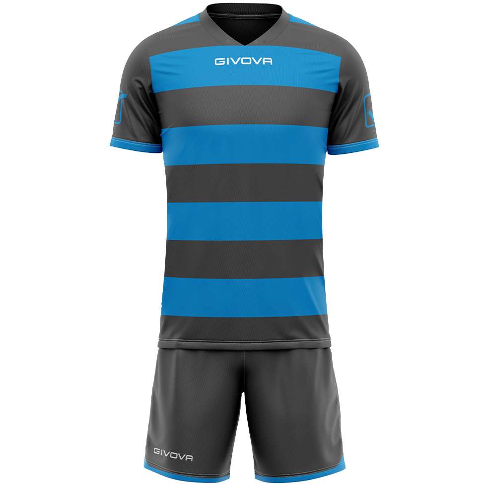 Givova Rugby Set Trikot mit Shorts grau/türkis