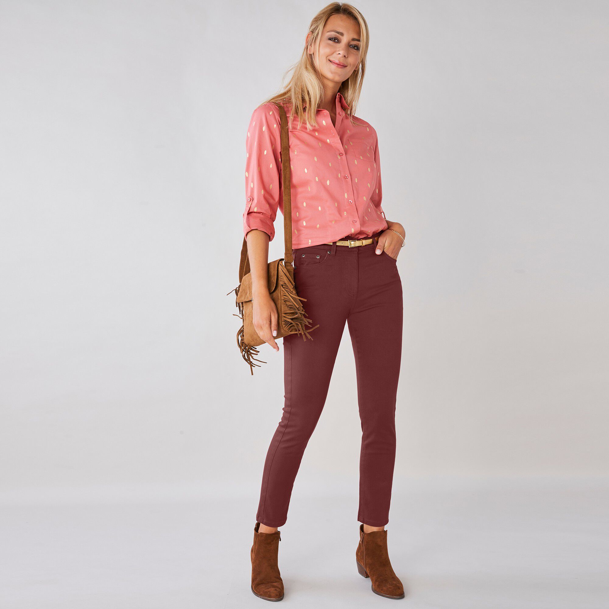 Pantalon 7/8ème fuselé stretch uni