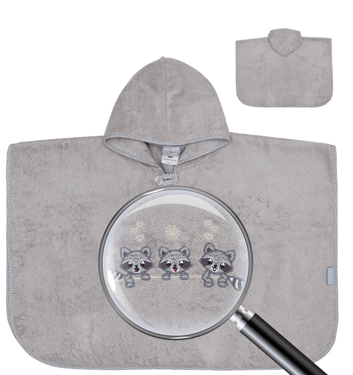 SEI Design Badeponcho Frottee Bade-Poncho mit Kapuze, 100% BIO Baumwolle, organic Kapuzenb, Langform, 100% Baumwolle, Kapuze, Knopf, Organic Cotton ab 3 Monate bis 3 Jahre