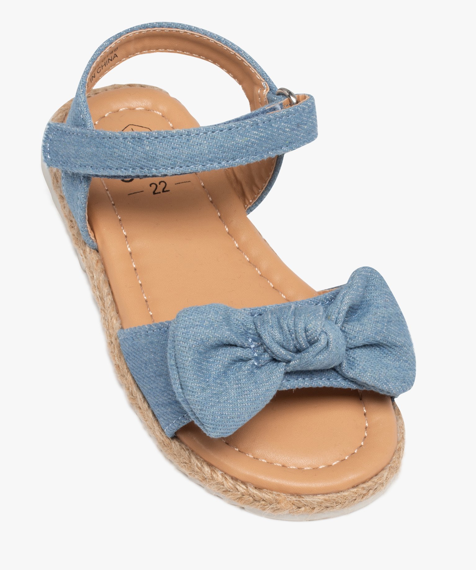 Sandales bébé fille en denim avec n?ud décoratif denim | GEMO