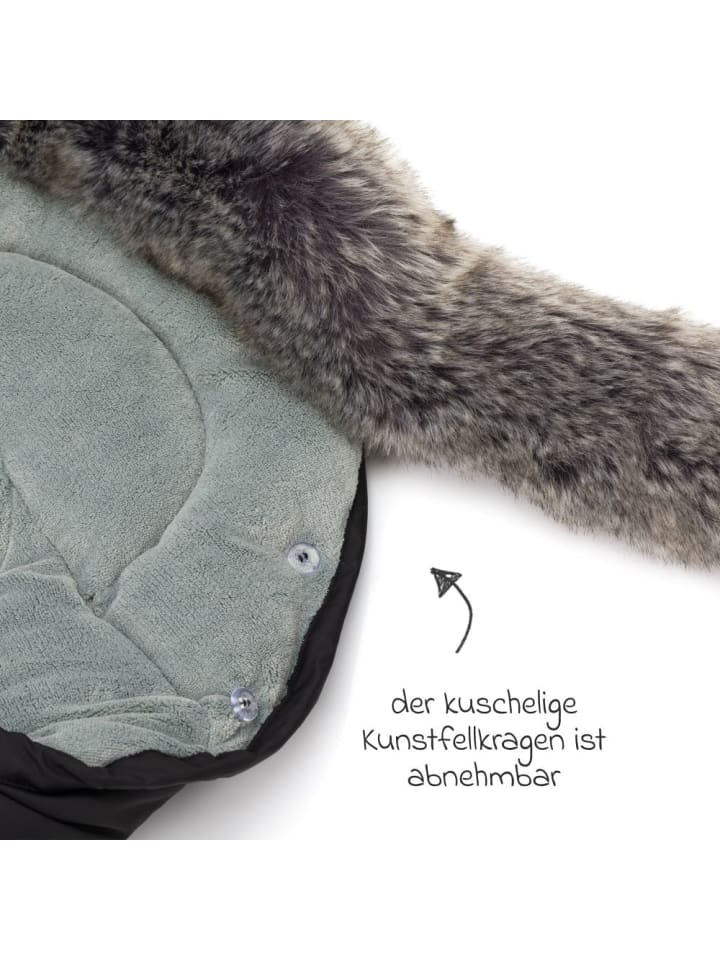 fillikid Fleece-Fußsack mit Fellkragen Lhotse für in schwarz günstig kaufen onesize