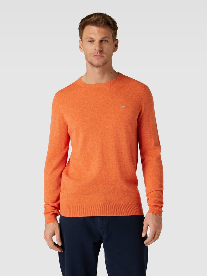 Strickpullover mit Rundhalsausschnitt in orange