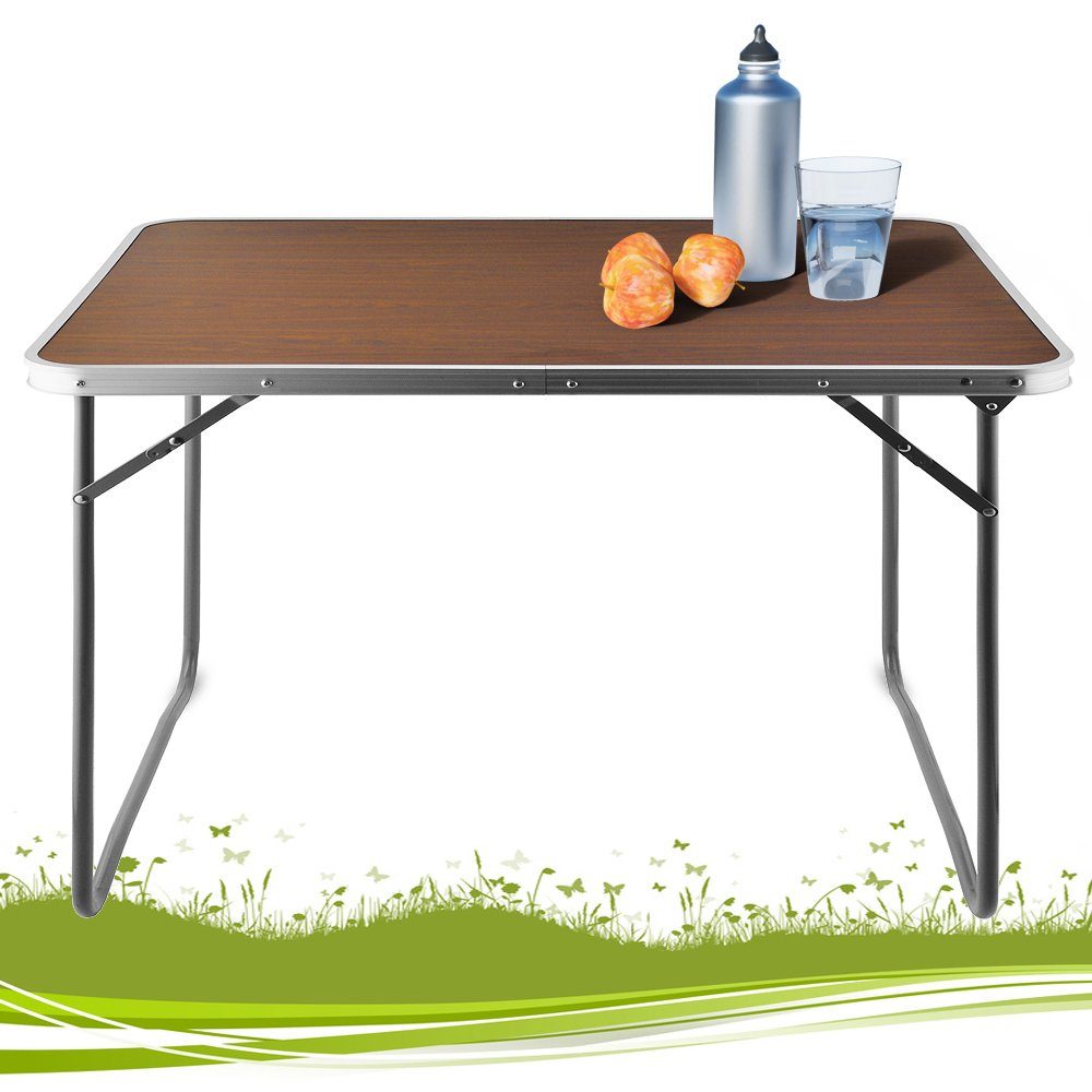 Casaria Campingtisch (1-St), mit Tragegriff 80x60x70cm Klapptisch Holzoptik klappbar Campingmöbel