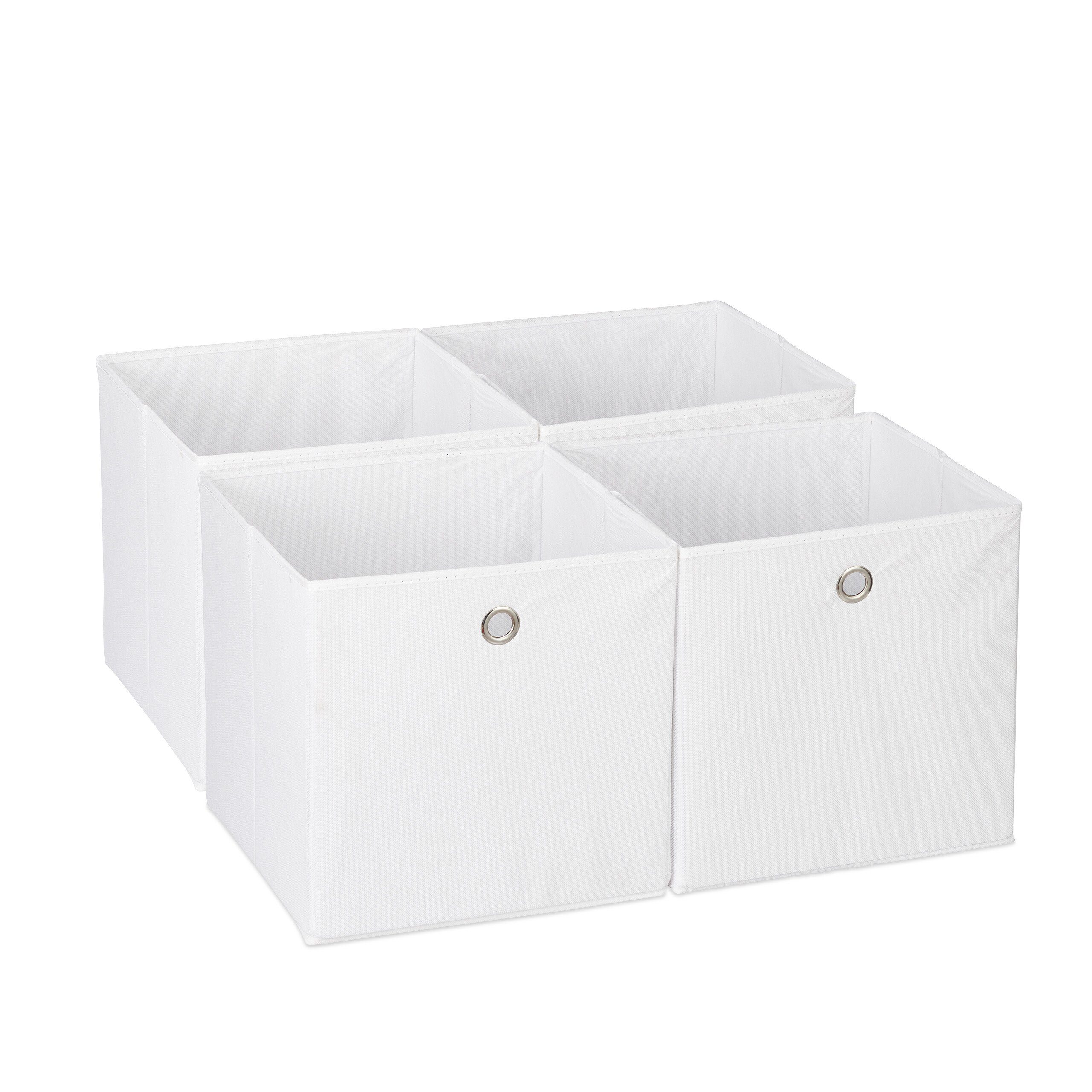 relaxdays Aufbewahrungsbox Aufbewahrungsbox im 4er Set, Weiß