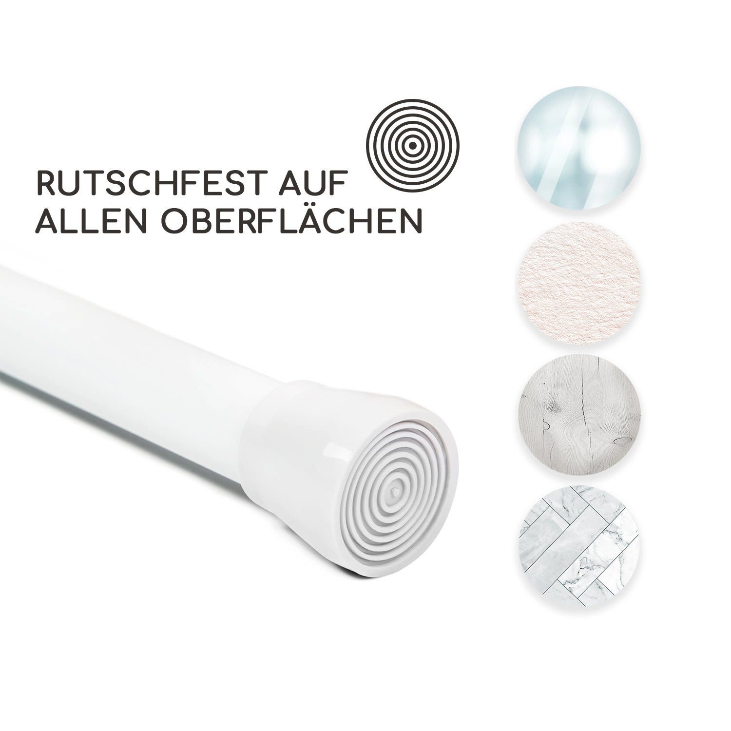 Vorhangstange Stamina S Teleskopstange Duschvorhang 70-120cm rutschfest, Blumfedt, Ø 35 mm, 1-läufig, ausziehbar, ohne Bohren, Metall