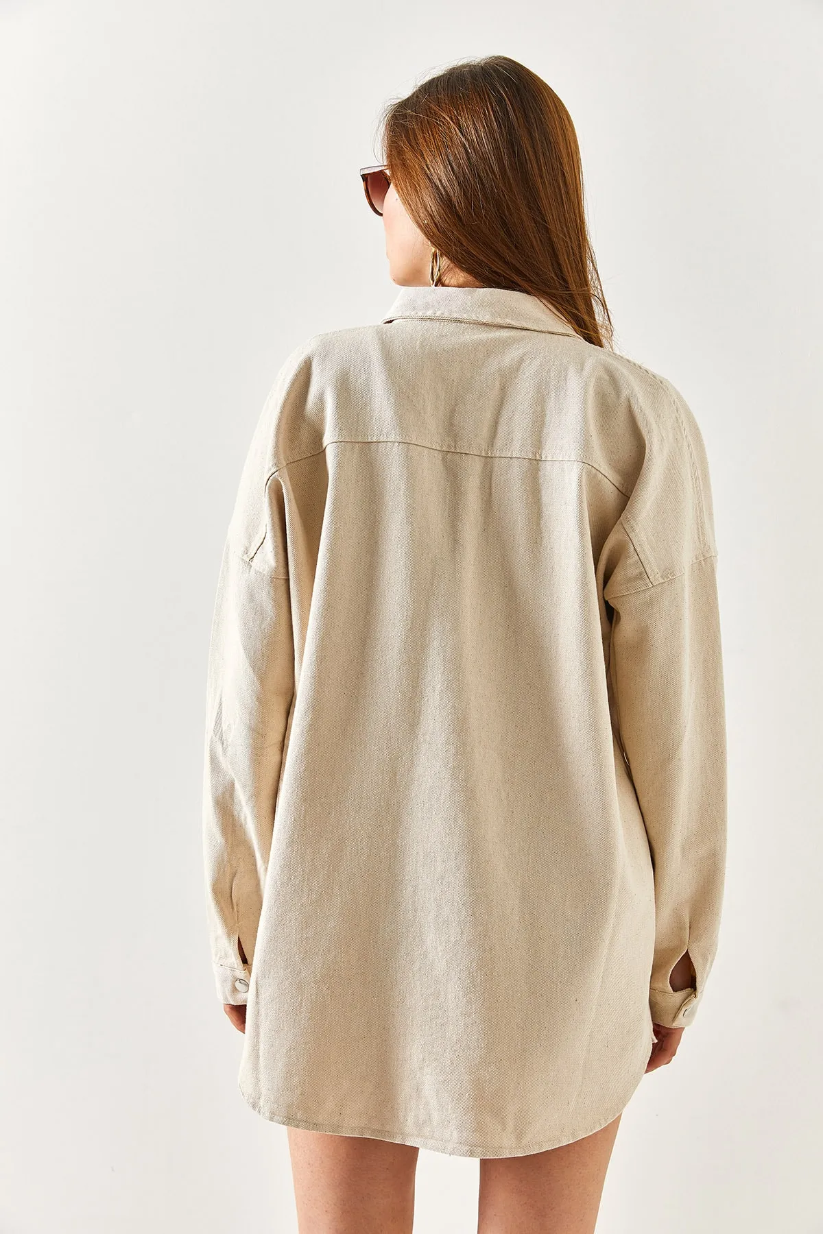 Olalook  Dickes Damenhemd mit abtrennbarem Stein und Patch-Detail CKT-19000169