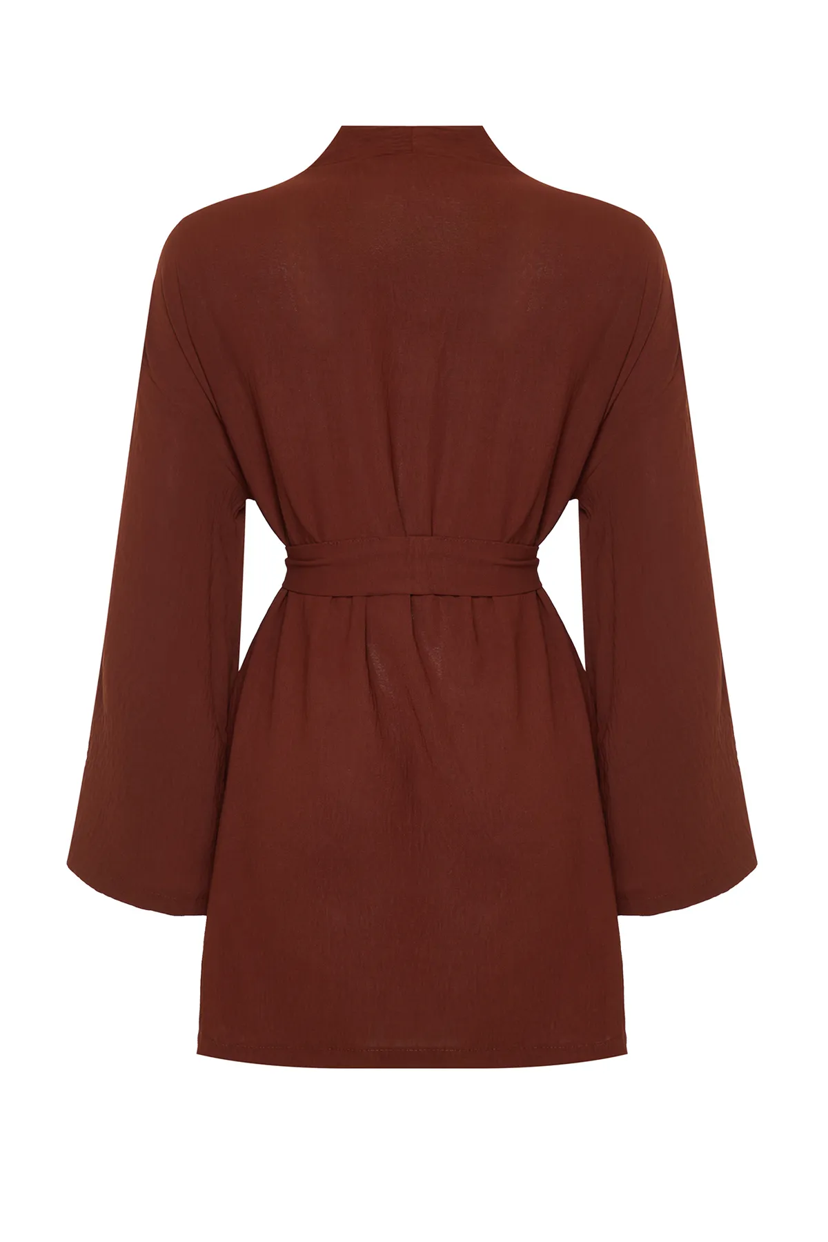 Trendyol Modest  Brauner gewebter Kimono in Leinenoptik TCTSS24KK00004