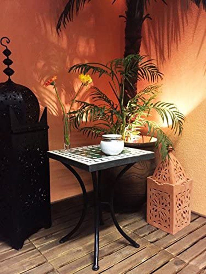 Marrakesch Orient & Mediterran Interior Beistelltisch Mosaiktisch eckig 40cm, Beistelltisch, Gartentisch, Esstisch, Handarbeit