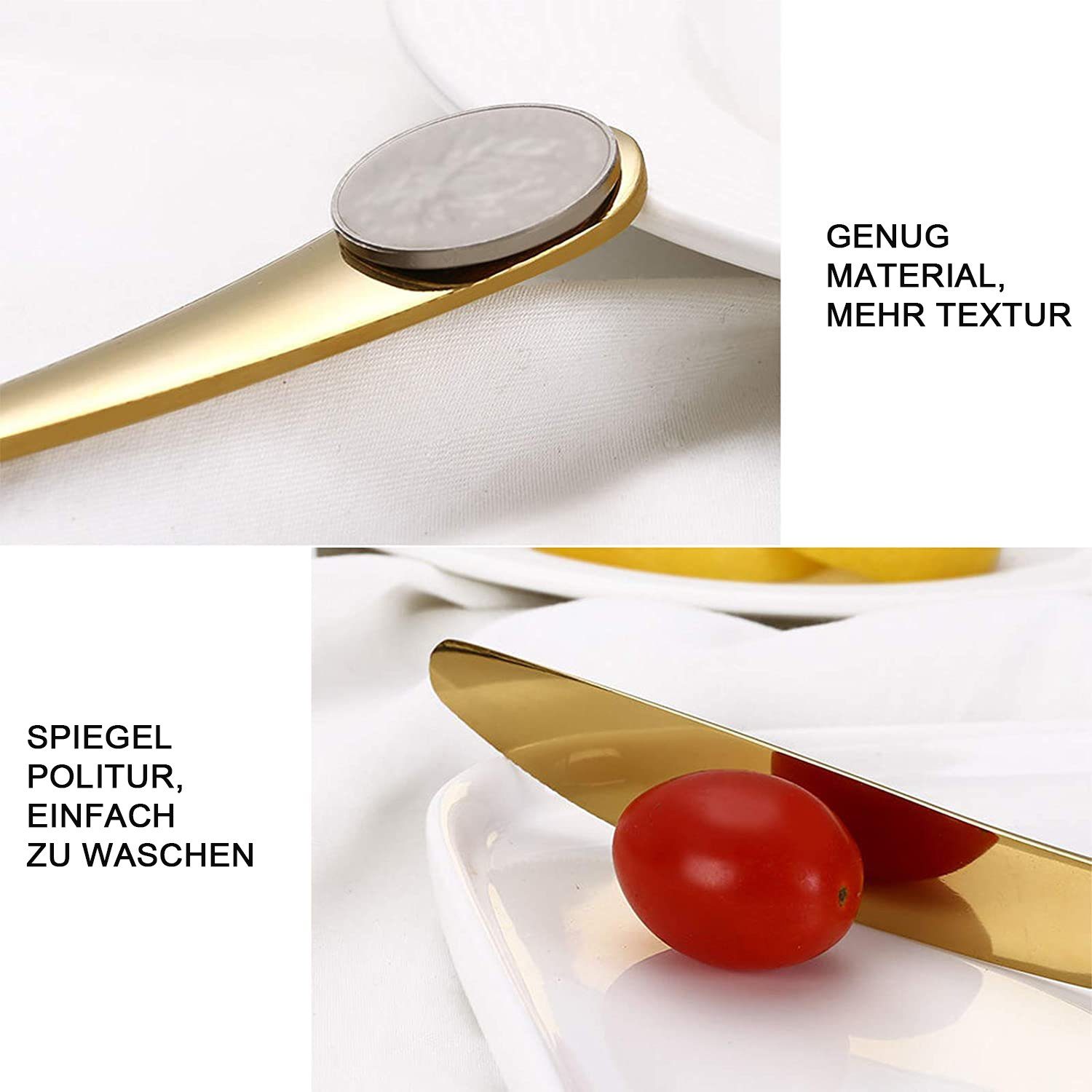 iceagle Besteck-Set 24 Stück Besteck Set, Golden Essbesteck Set 6 Portionen