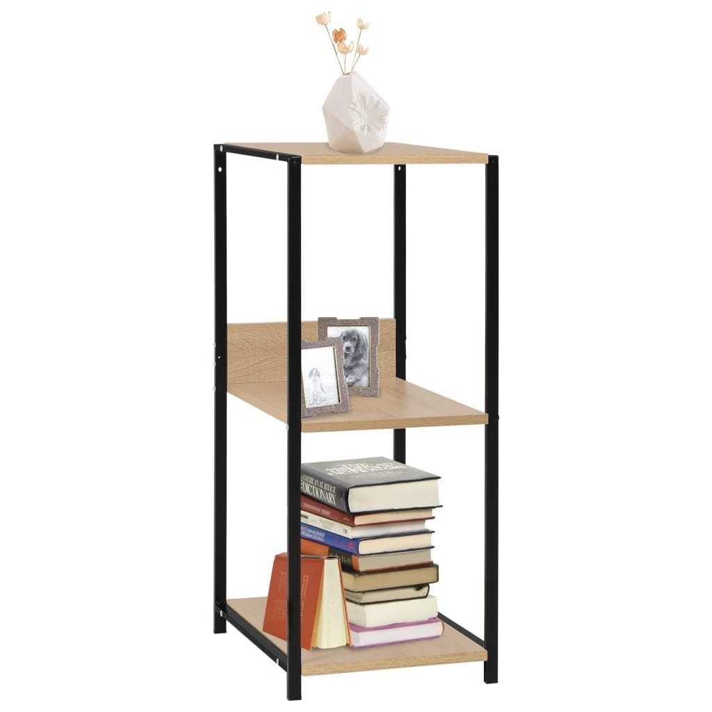 vidaXL Bücherregal Kleines Bücherregal Schwarz Eichefarben 33,5x39,6x79,7cm, 1-tlg.