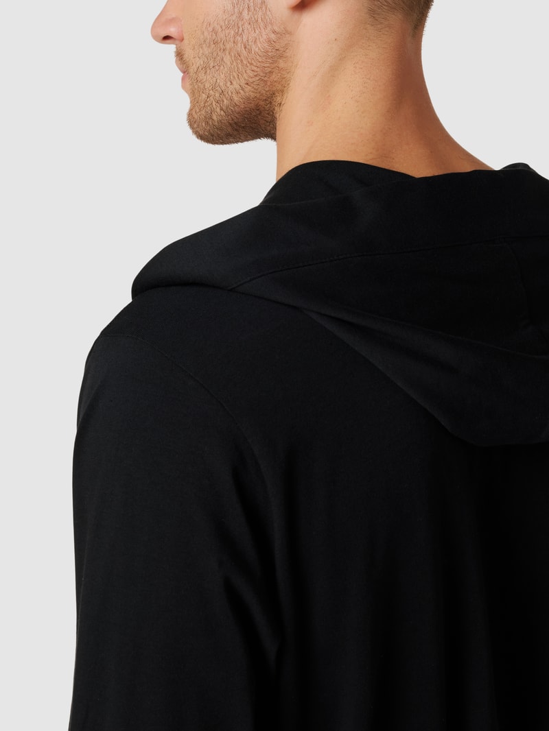 Bademantel mit Label-Print in schwarz