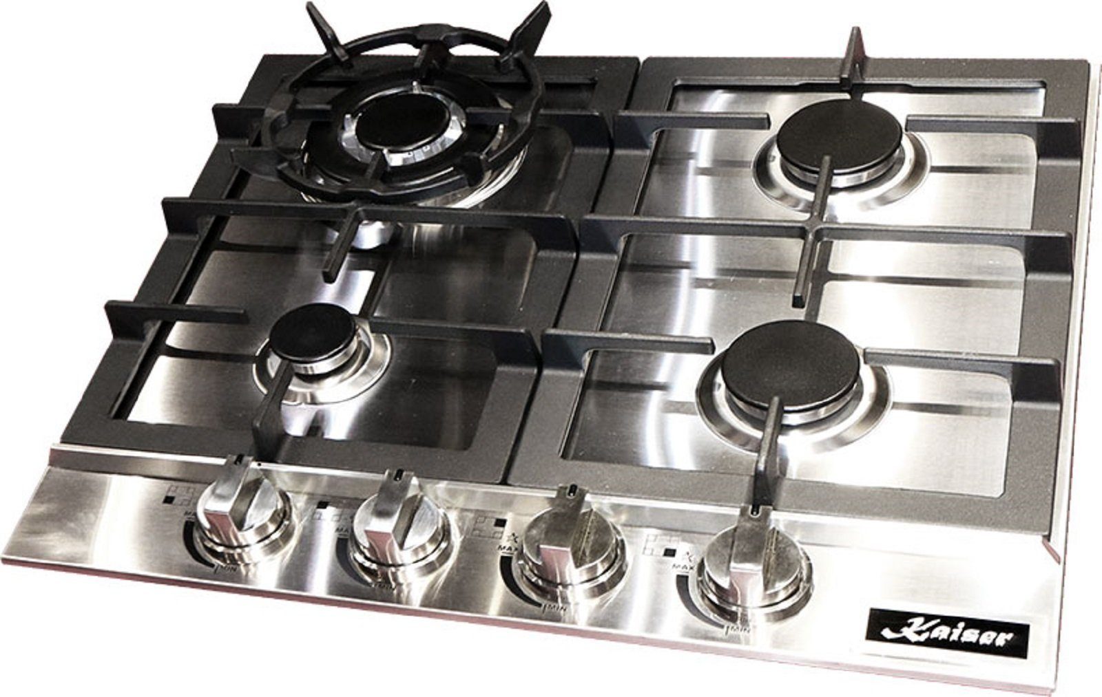 Kaiser Küchengeräte Gas-Kochfeld, Einbau Gaskochfeld 60 cm, Edelstahl Einbau Herd 3,8 kW WOK