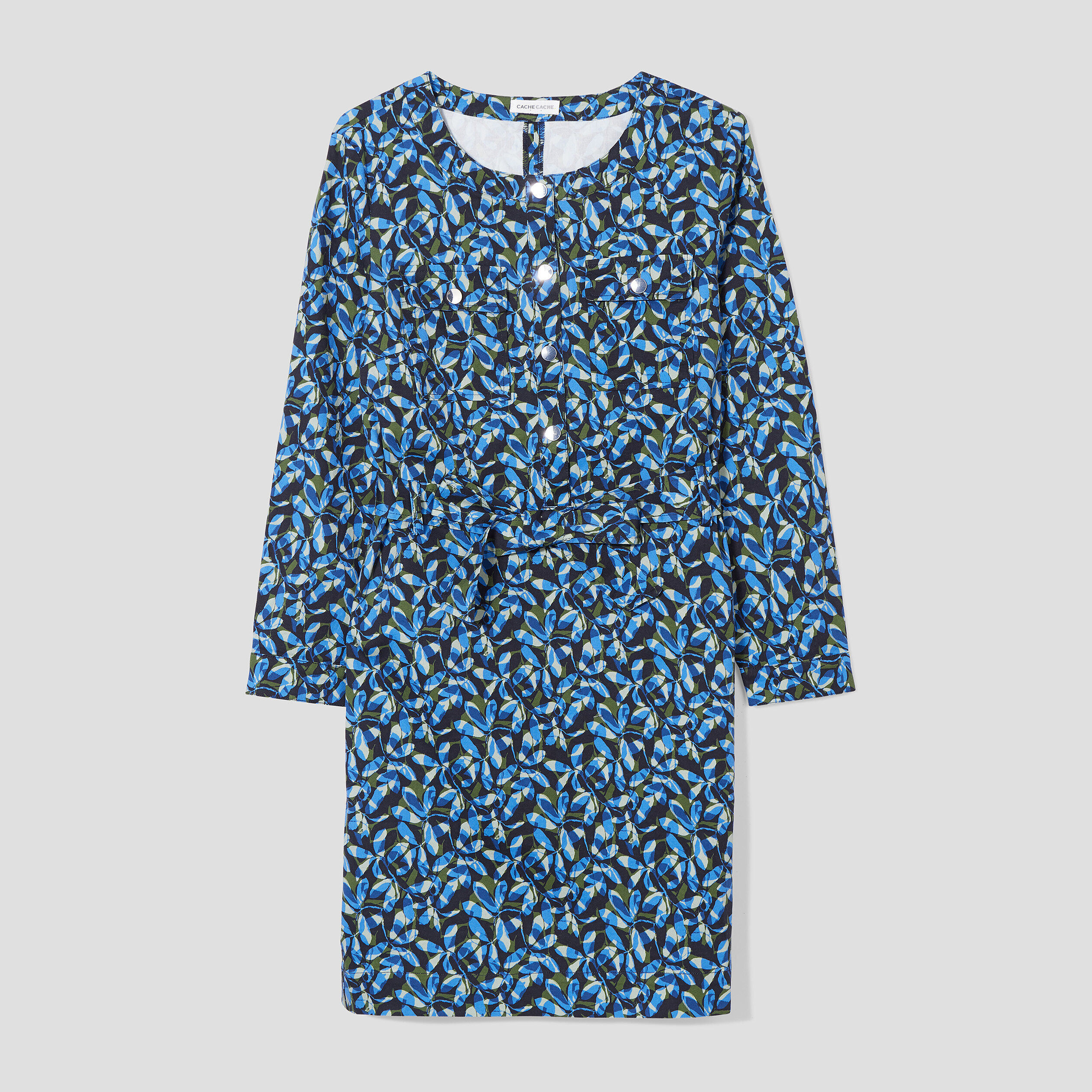 Robe droite ceinturée vert kaki femme | Cache Cache