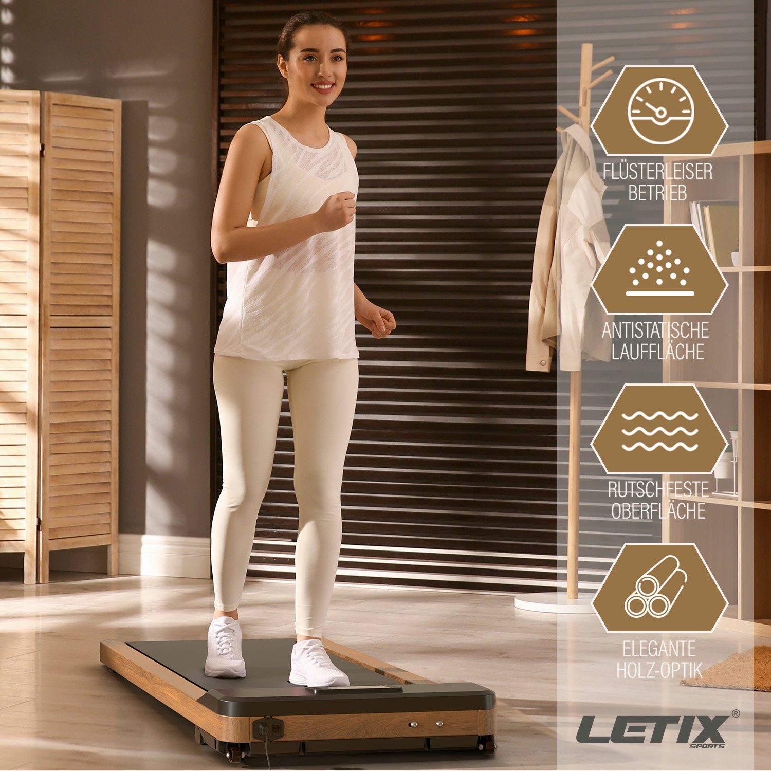 Letix Sports Laufband DeskWalk Motorisiertes Fitnessgerät (mit LCD-Display, Schreibtisch Heimtrainer Elektrisch für zu Hause und Büro)