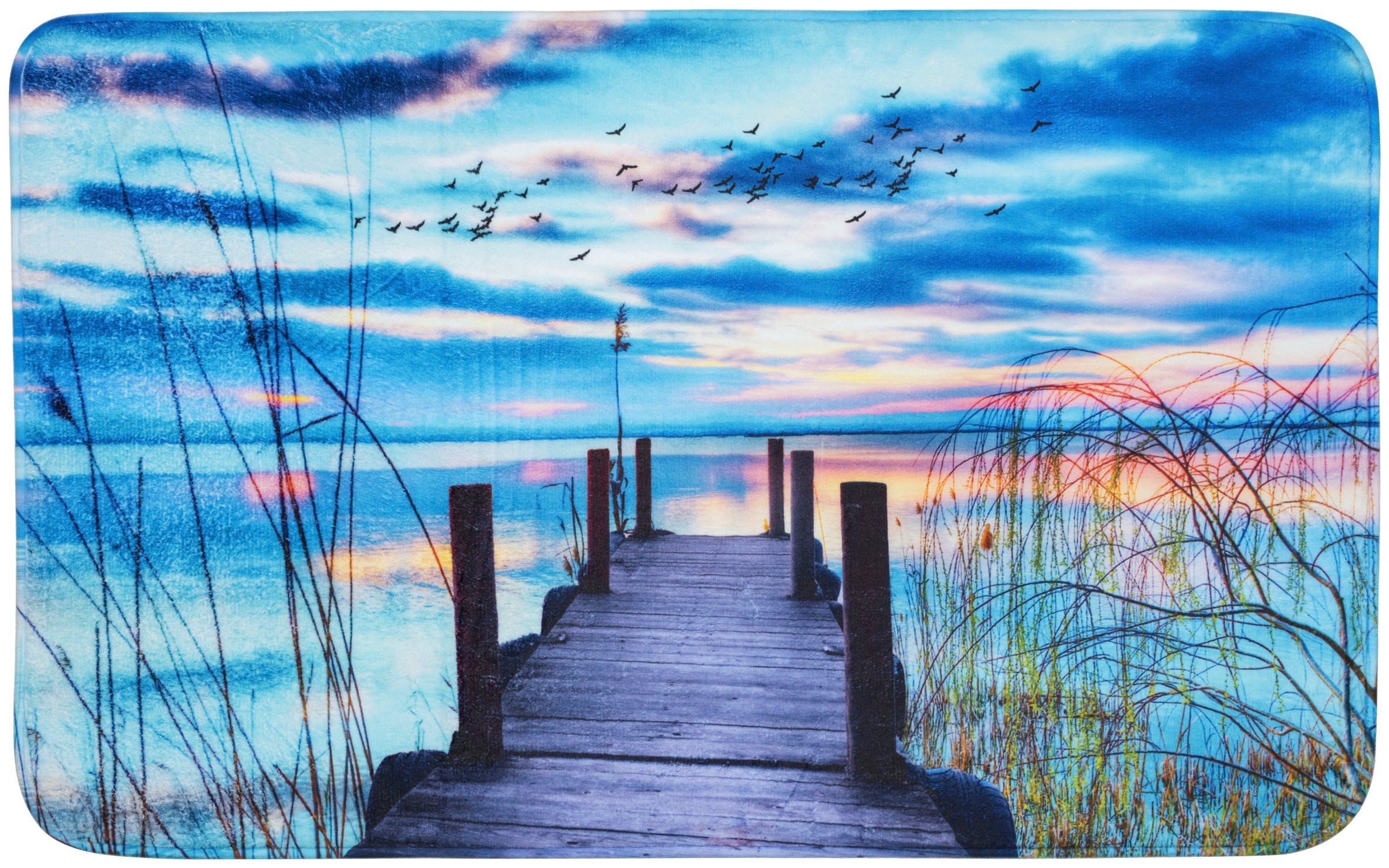 Schaum-Badematte Sunset Sanilo, Höhe 15 mm, Memory Schaum, rutschhemmend beschichtet, fußbodenheizungsgeeignet, schnell trocknend, strapazierfähig, rechteckig, super weich, kräftige Farben, rutschhemmend, waschbar