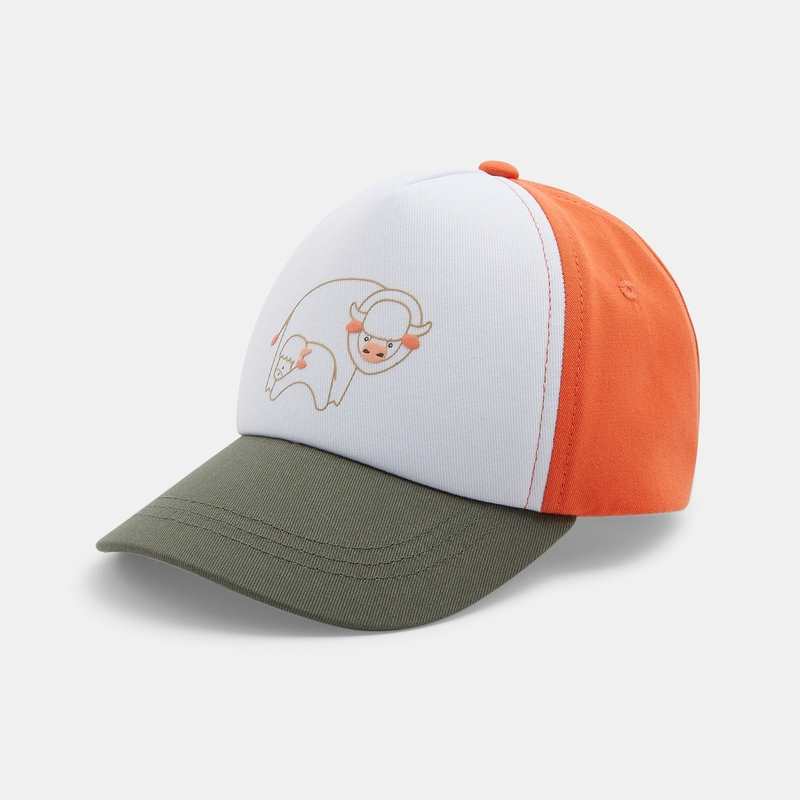 Casquette bicolore animaux orange bébé garçon