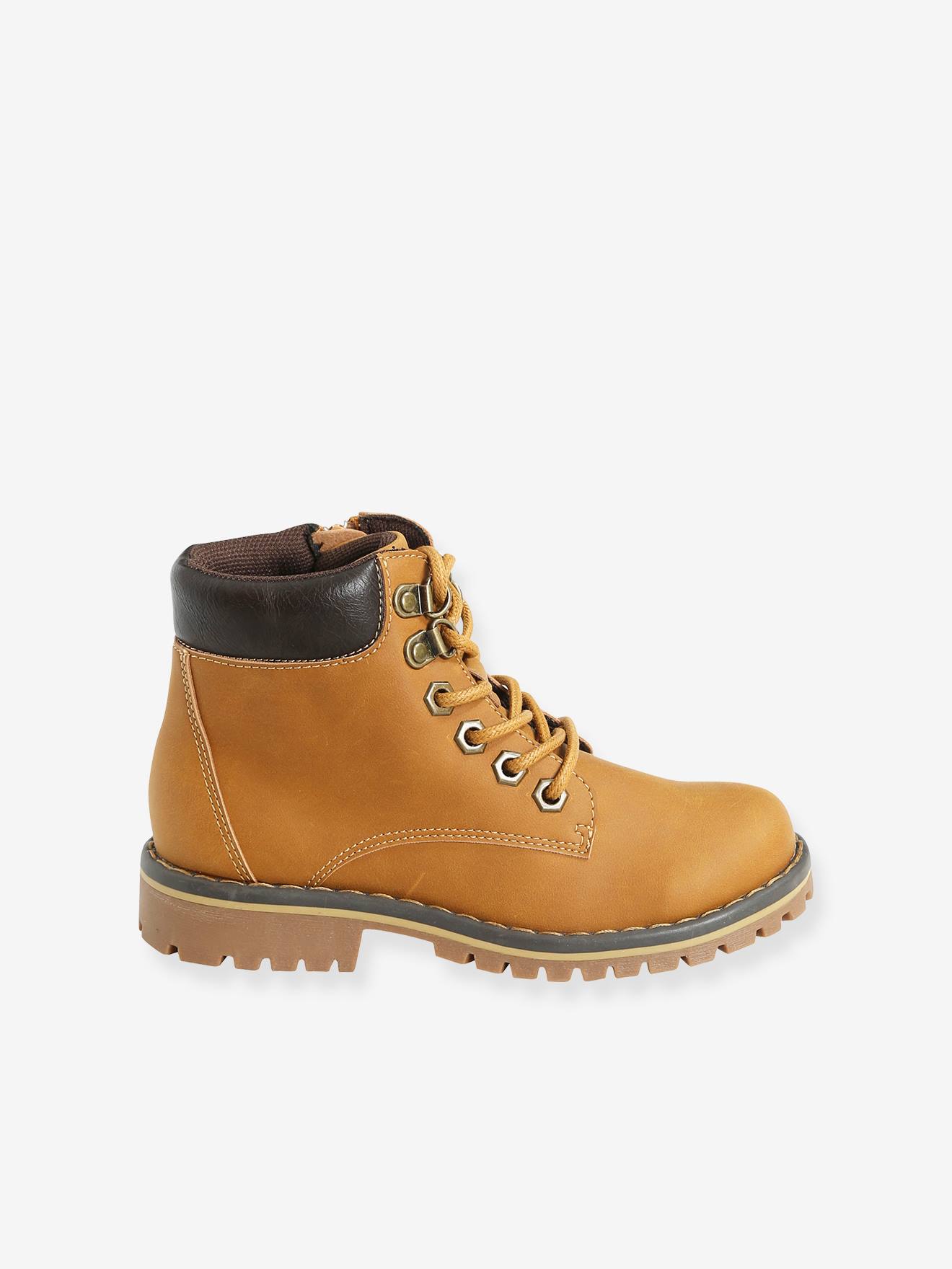 Bottines garçon à lacets + glissière beige