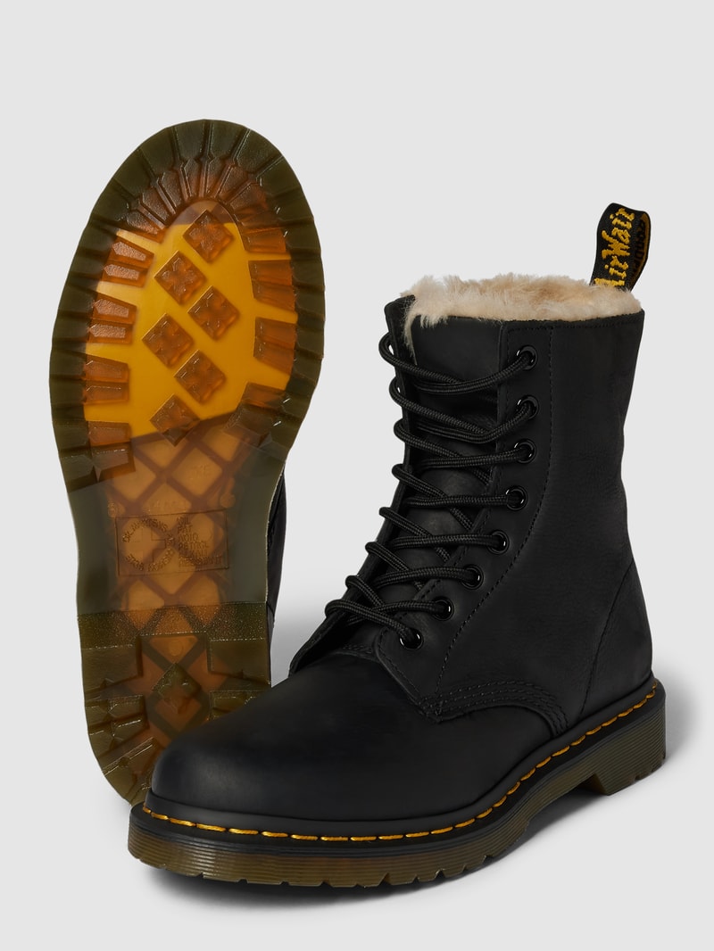 Schnürboots mit Label-Detail in schwarz