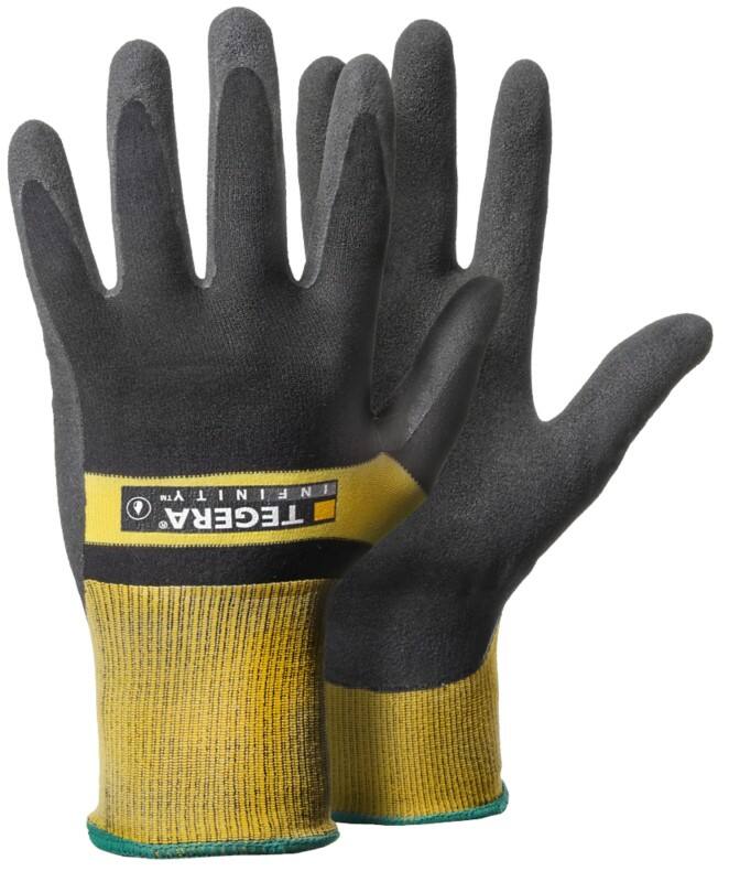 TEGERA Infinity Präzisionshandschuhe Nitril, Nylon Größe 9 Schwarz, Gelb 6 Paar