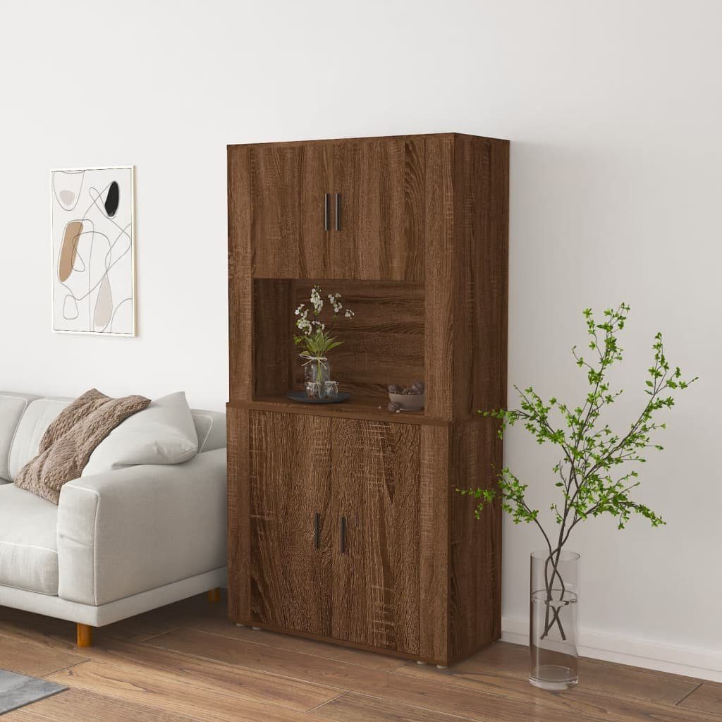 vidaXL Sideboard Highboard Braun Eichen-Optik Holzwerkstoff (2 St)