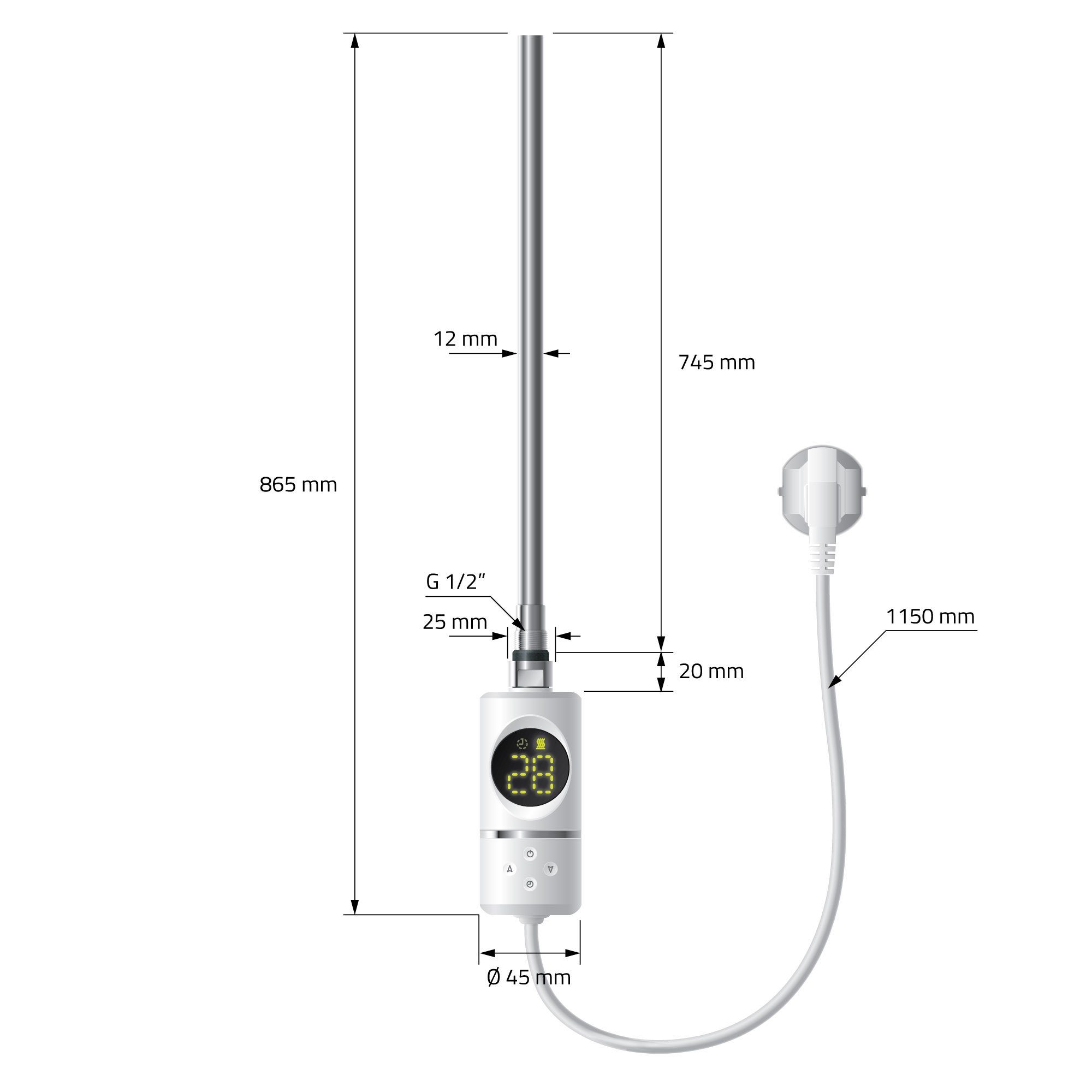 ECD Germany Badheizkörper Elektrisch mit Heizstab 1200W, 600x1500mm Weiß